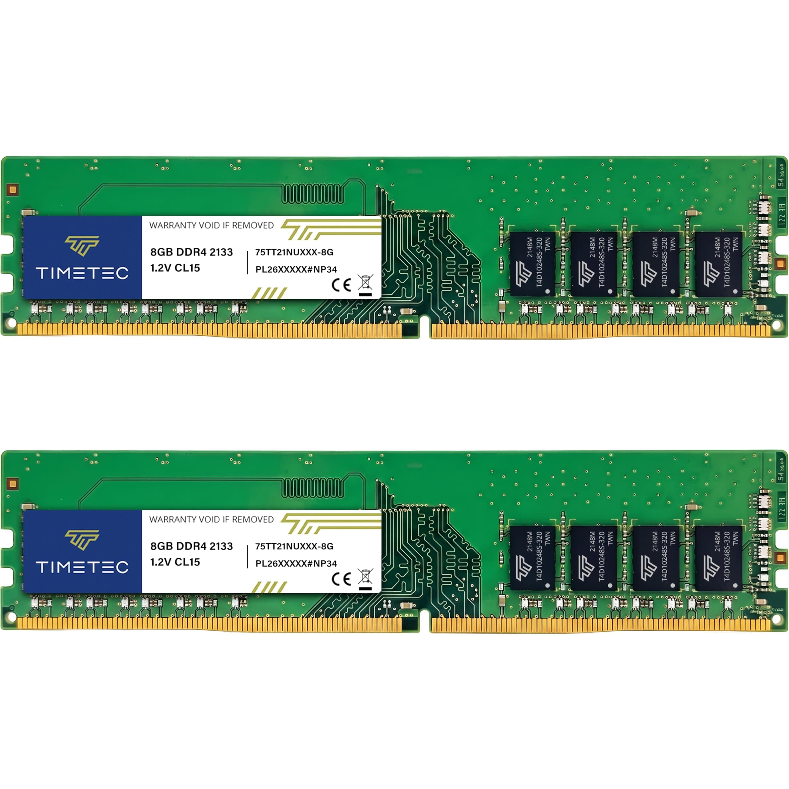 Timetec 16GB KIT (2x8GB) DDR4 2133MHz (PC4-2133P) PC4-17000 UDIMM Desktop-RAM – Non-ECC Unbuffered, 288-Pin, 1.2V, CL15 DIMM-Speichermodul Single Rank 16GB Kit (2x8GB) Bild 5