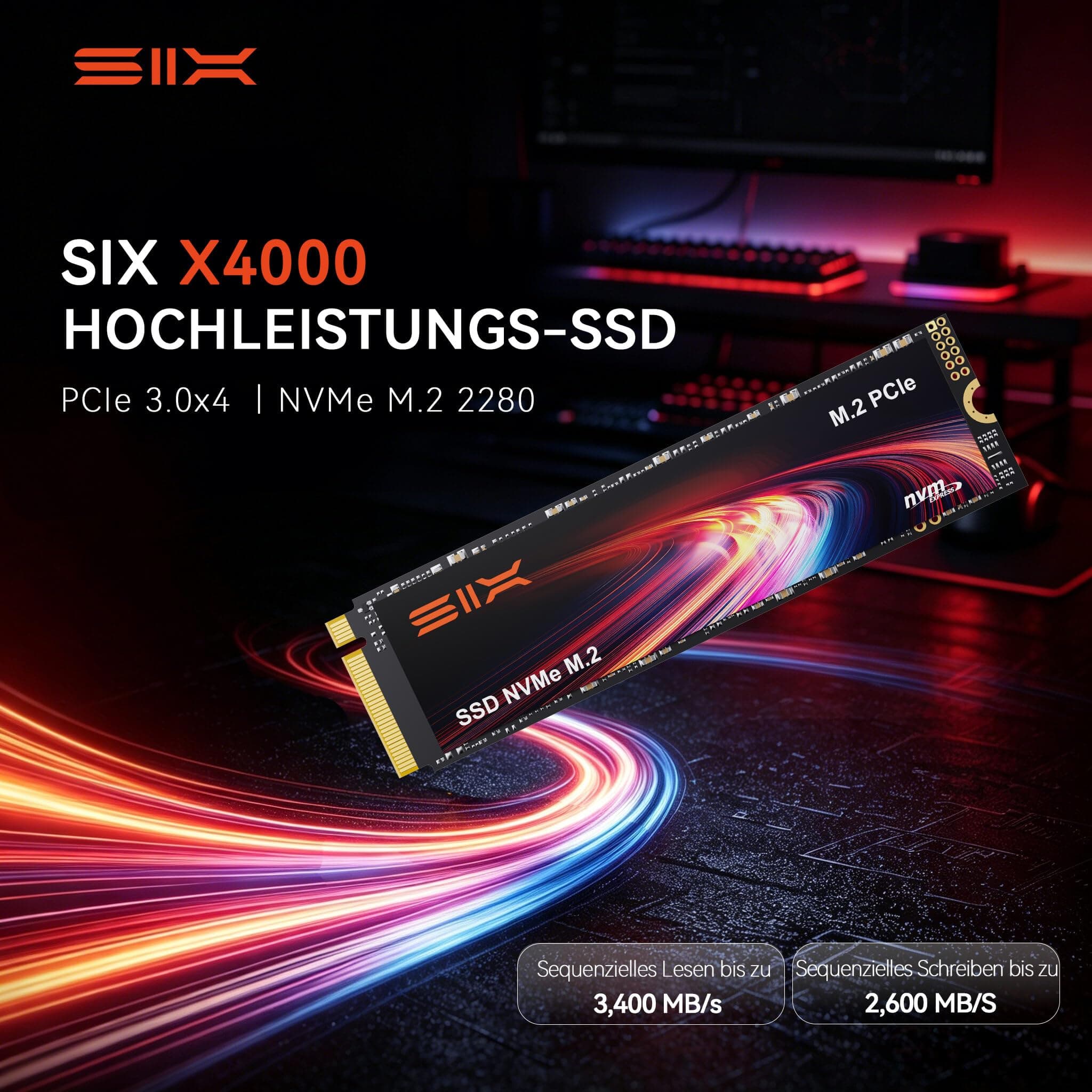 SIX X4000 1T M.2 SSD PCIe Gen3x4 NVME SSD Interne Solid-State-Laufwerk - bis zu 3.000MB/s Lesen, 1.300MB/s Schreiben Bild 6