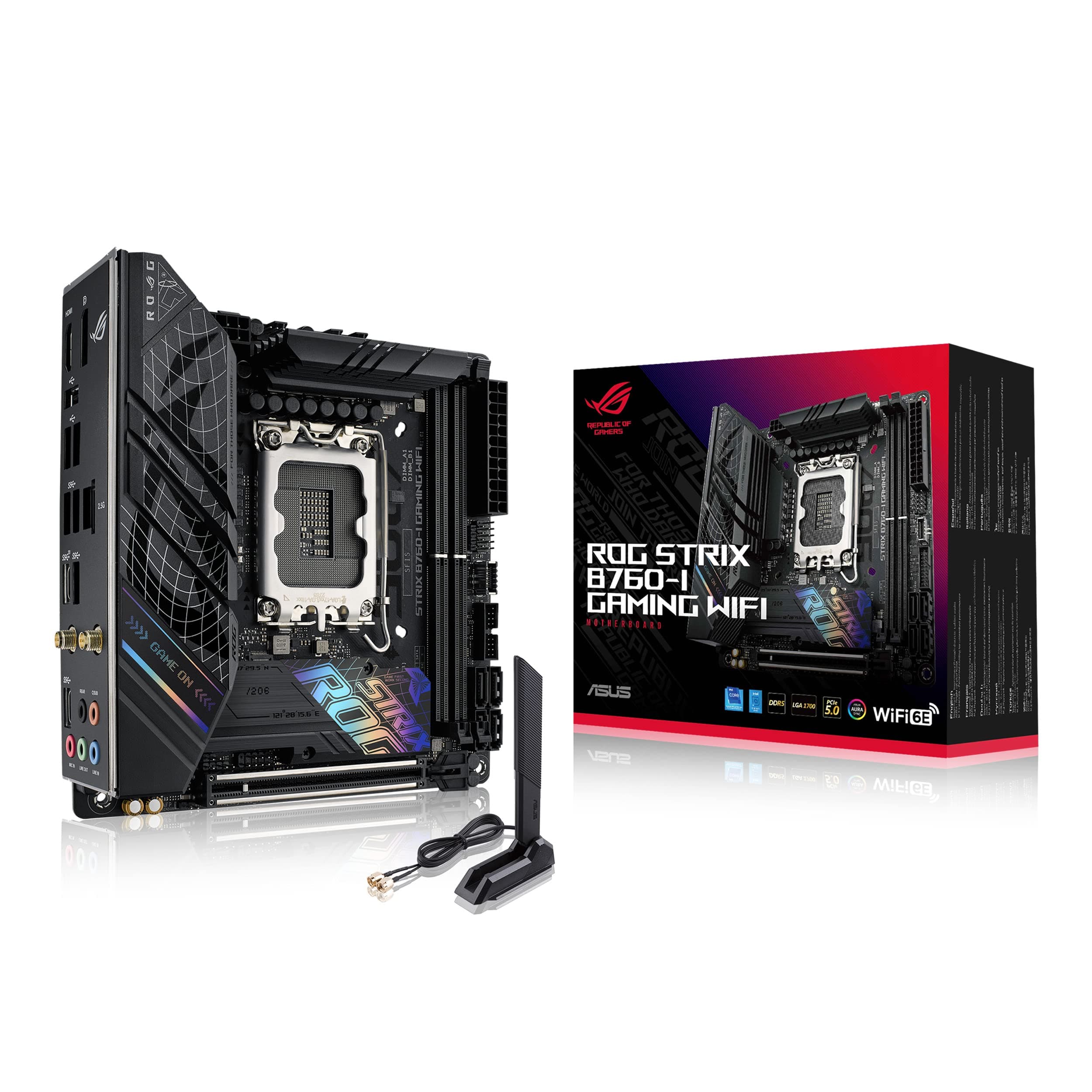 Asus ROG STRIX B760-I GAMING WIFI Intel B760 1700 Mini ITX 2 DDR5 HDMI DP Wi-Fi 6E 2.5G LAN PCIe5 RGB 2x M.2 Bild 2