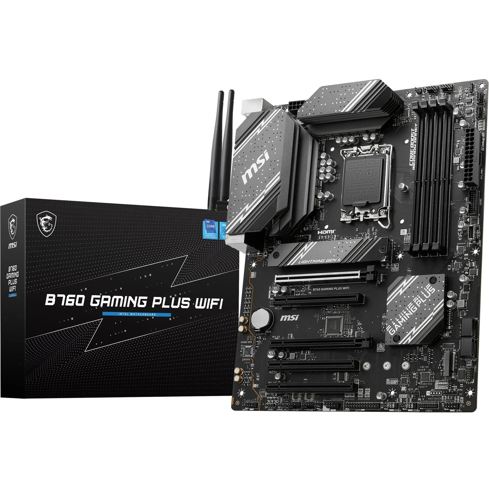 MSI B760 Gaming Plus WiFi Mainboard, ATX - Unterstützt Intel Core Prozessoren der 14., 13. und 12. Generation, LGA 1700 - DDR5 6800+MHz/OC, 2 x PCIe 4.0 x16, 2 x M.2 Gen4, 2.5G LAN, Wi-Fi 6E Bild 2