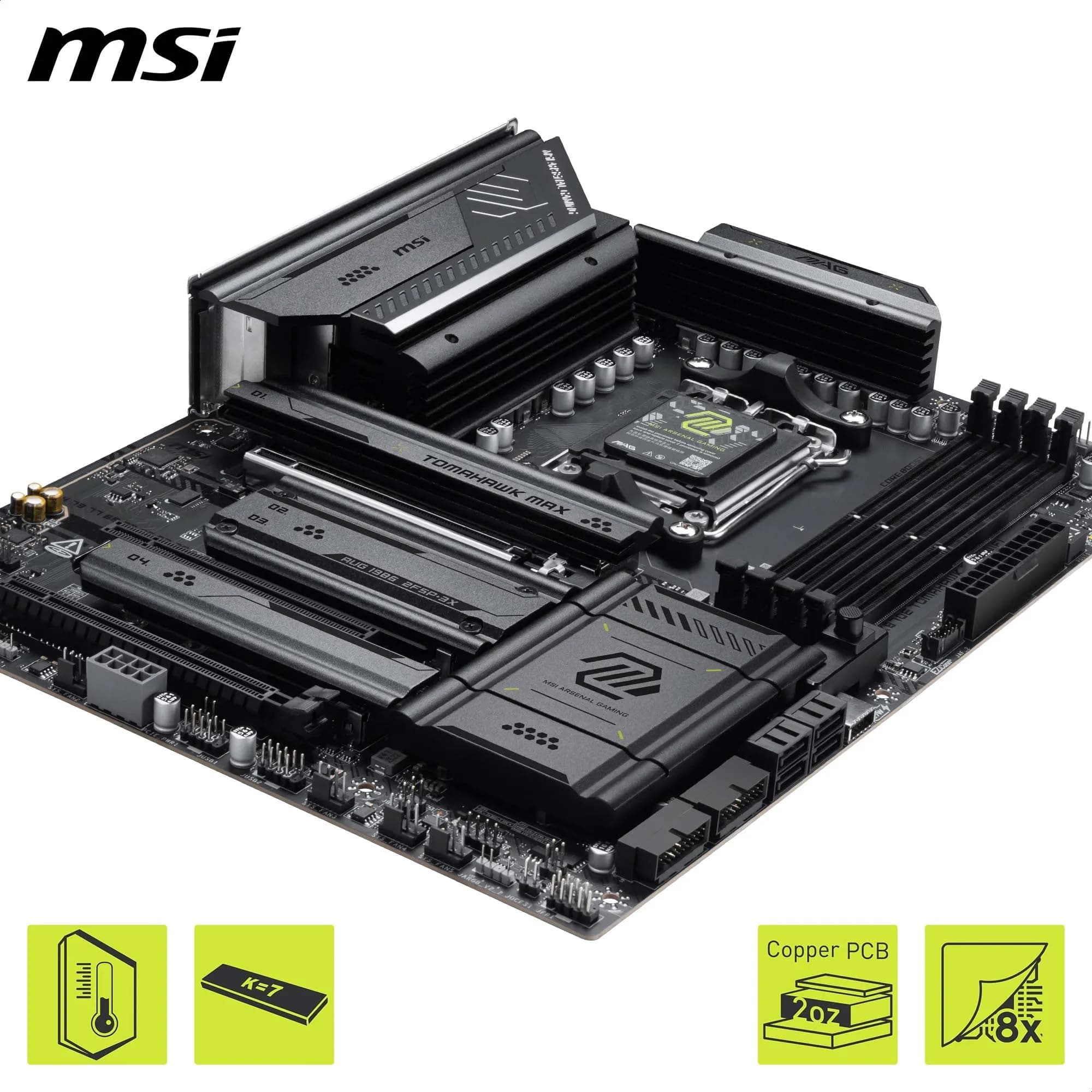 MSI MAG X870E Tomahawk MAX WiFi Mainboard, ATX - Unterstützt AMD Ryzen 9000/8000 / 7000 Prozessoren, AM5 - DDR5 Memory Boost (bis zu 8400+ MT/s OC), PCIe 5.0 x16, 2X M.2 Gen5, Wi-Fi 7, 5G LAN Bild 7