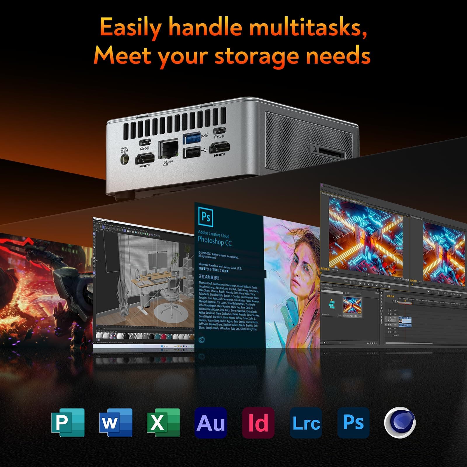 GEEKOM AI Mini PC AE8, Windows 11 Pro Mini Computer,mit AMD Ryzen 9 8945HS (bis zu 5,2 GHz), 32GB DDR5 5600MHz+1TB SSD Mini PC Gaming, AMD Radeon 780M/USB 4.0/WiFi 6E/BT5.2 für Home/Office/Gaming R9 8945HS(32+1) Bild 7