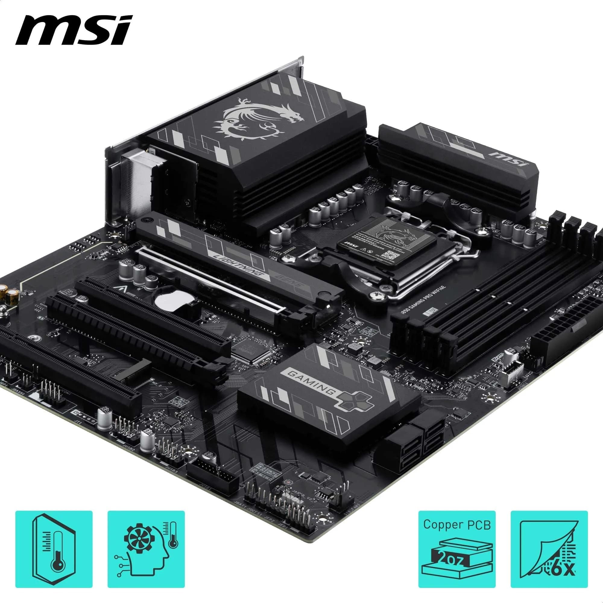 MSI B850 Gaming PRO WIFI6E Mainboard, ATX - Unterstützt AMD Ryzen 9000/8000 / 7000 Prozessoren, AM5 - DDR5 Memory Boost 8200+ MT/s (OC), PCIe 4.0 x16, M.2 Gen5, Wi-Fi 6E, 2.5G LAN Bild 7