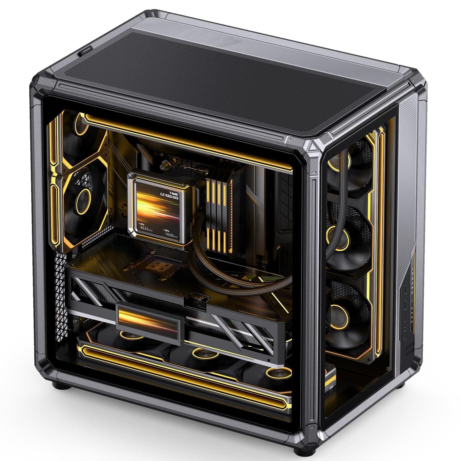 JONSBO X400 graues ATX-PC-Gehäuse, Back-Connect-Desktop-Gehäuse, MB Auxiliary Air Guidance Kühlsystem, E-Sport-Assistent, 3 Seiten SP 360 AIO, SP 427 mm GPU, ATX < 180 mm, Kompatibilität Bild 3