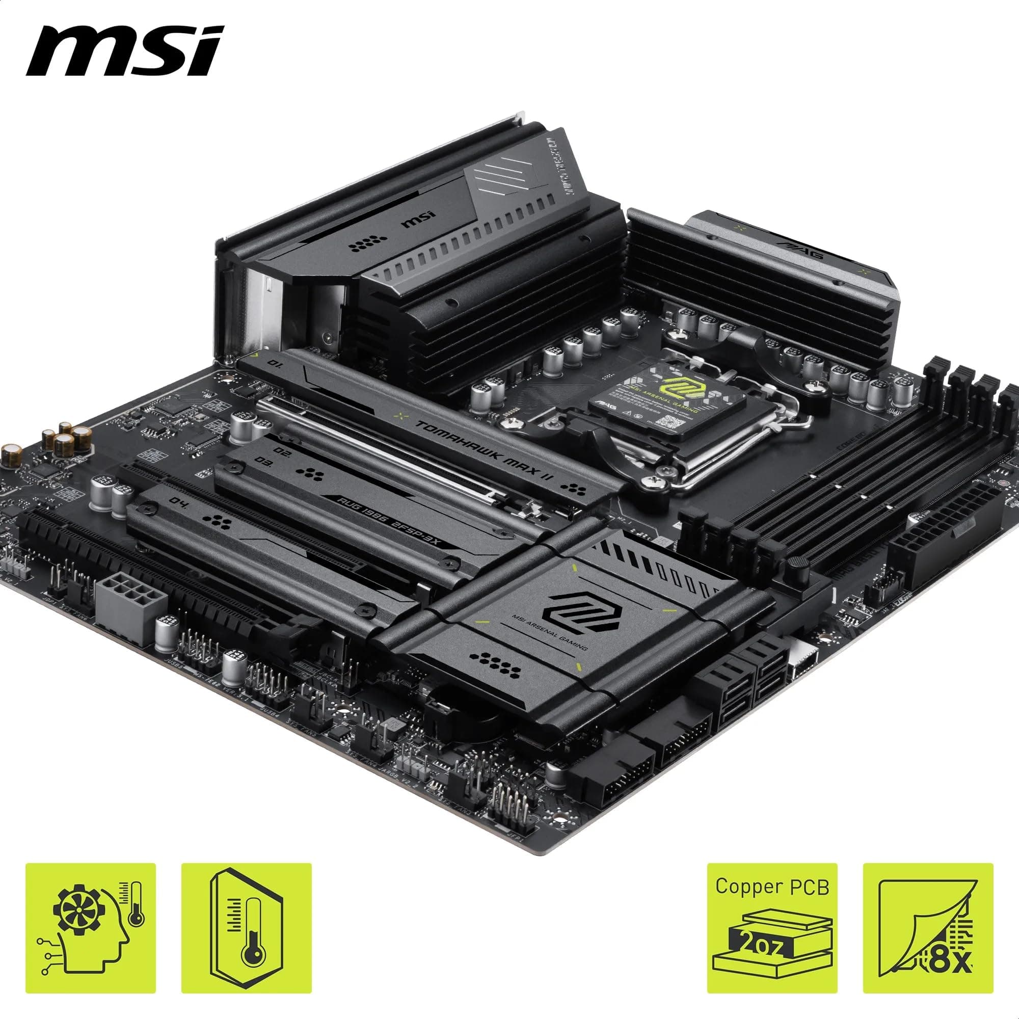 MSI MAG B850 Tomahawk MAX WiFi II Mainboard - Unterstützt AMD Ryzen 9000/8000 / 7000 Prozessoren, AM5-80A SPS VRM, DDR5 Memory Boost (bis zu 8400+ MT/s OC), PCIe 5.0 x16, M.2 Gen5, Wi-Fi 7, 5G Bild 7