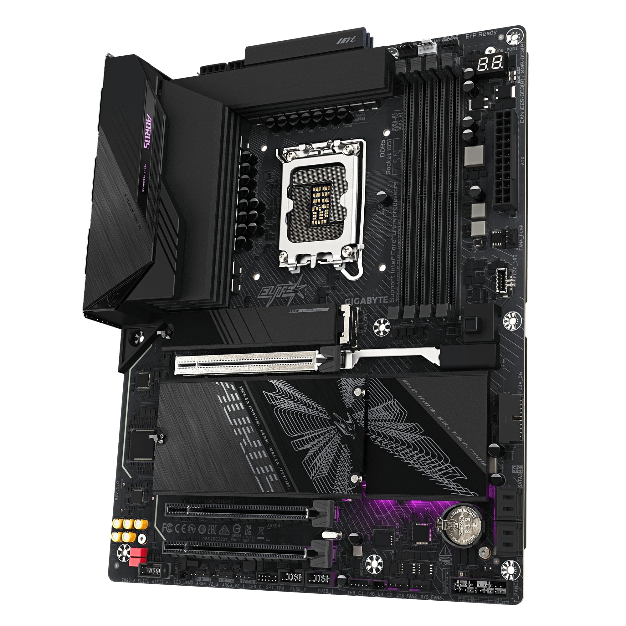 GIGABYTE Z890 AORUS Elite WIFI7 Plus Mainboard – Unterstützt Intel Core Ultra (Serie 2) CPUs, 16+1+2-Phasen-VRM, bis zu 9466 MHz DDR5 (OC), 1× PCIe 5.0 + 3× PCIe 4.0, Wi-Fi 7, 5-GbE-LAN, USB 4 Bild 7