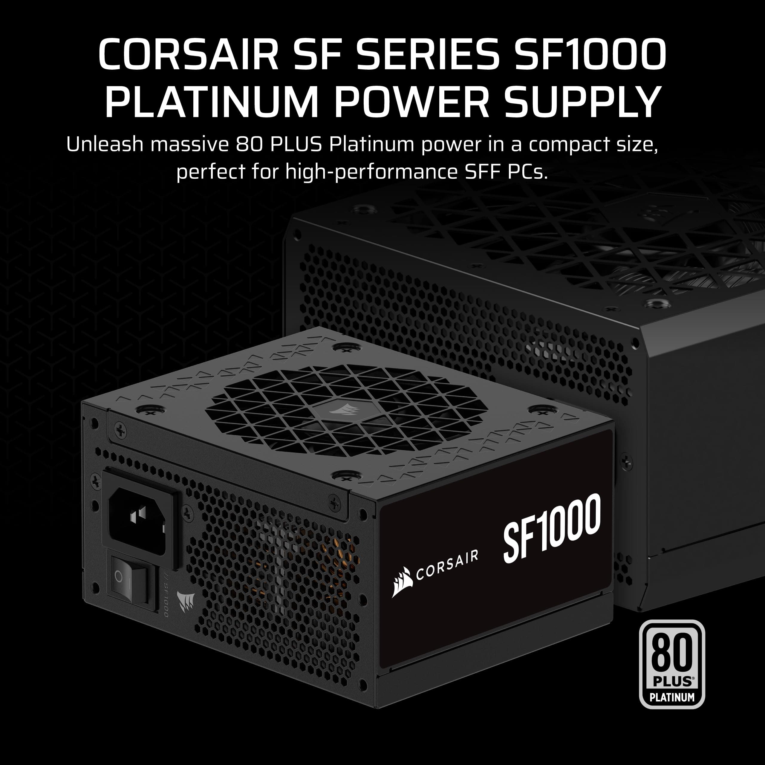 CORSAIR SF1000 1000W 80 Plus Platinum SFX Netzteil - ATX 3.0 konform, PCIe 5.0 Ready, voll modular, geräuscharm, Schwarz Bild 3