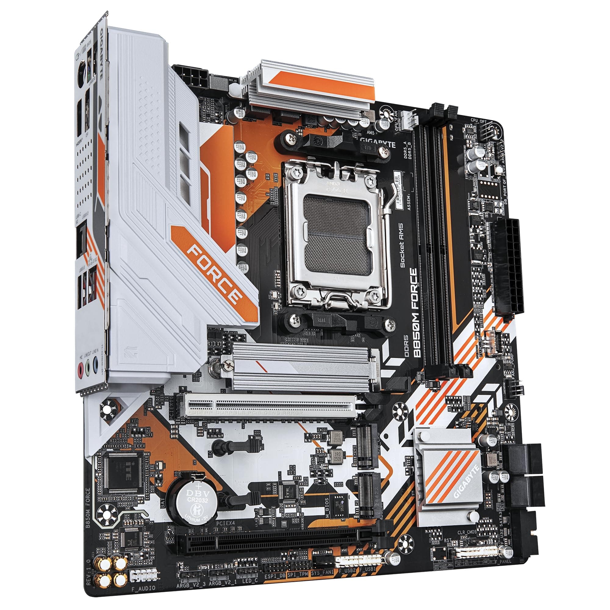GIGABYTE B850M Force Mainboard – Unterstützt AMD Ryzen 9000 Serie Prozessoren, 8+2+2 Phasen Digital-VRM, bis zu 9600 MHz DDR5 (OC), 1 x PCIe 5.0 M.2 + 2 x PCIe 4.0 M.2, 2.5 GbE LAN, USB 3.2 Gen 2 Bild 5