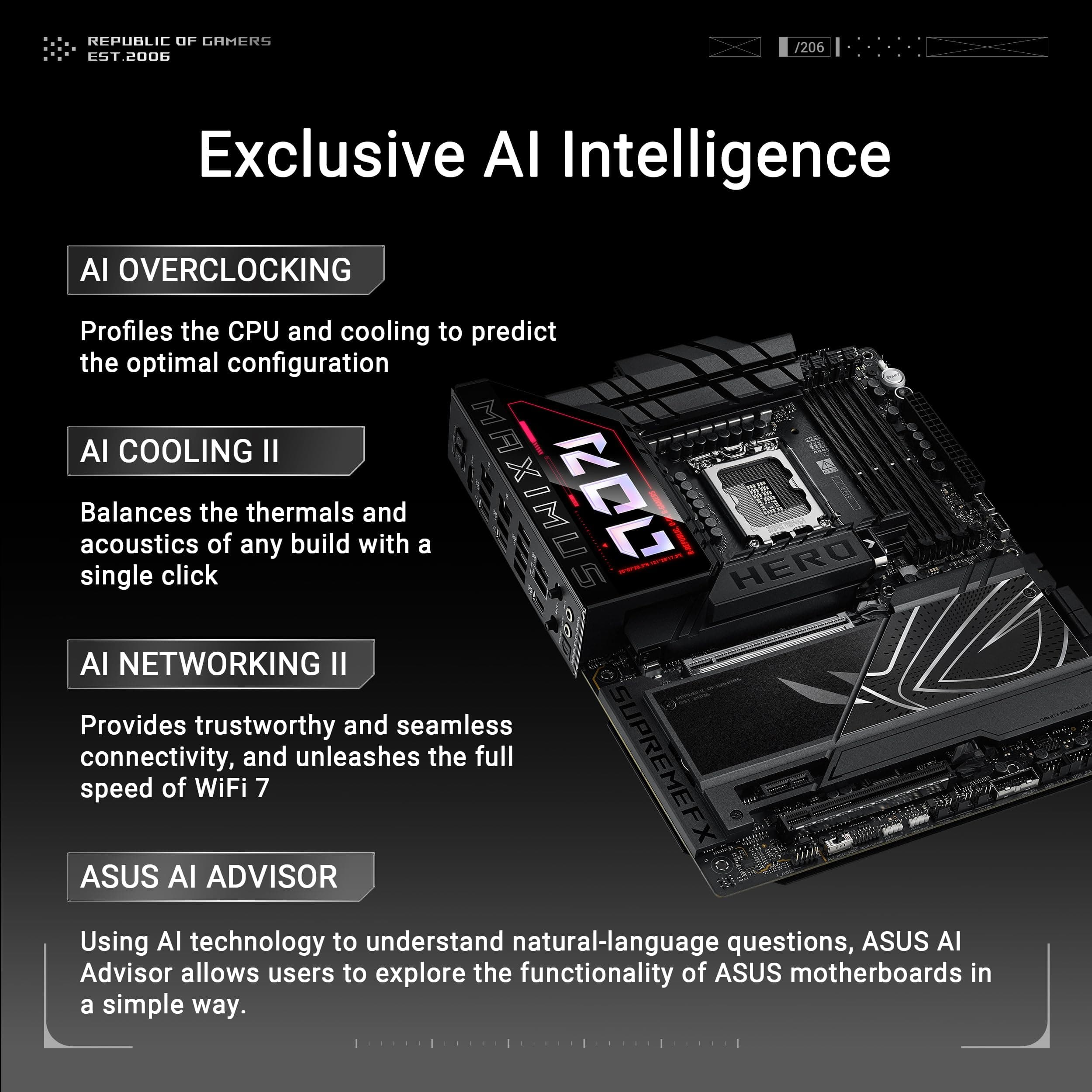 ASUS ROG Maximus Z890 Hero Gaming Mainboard Sockel Intel LGA 1851 (ATX, Advanced AI, DDR5, NitroPath DRAM, WiFi 7, 3X PCIe 5.0 M.2, 3X PCIE 4.0 M.2, 2X Thunderbolt 4, DIMM Flex) Bild 3