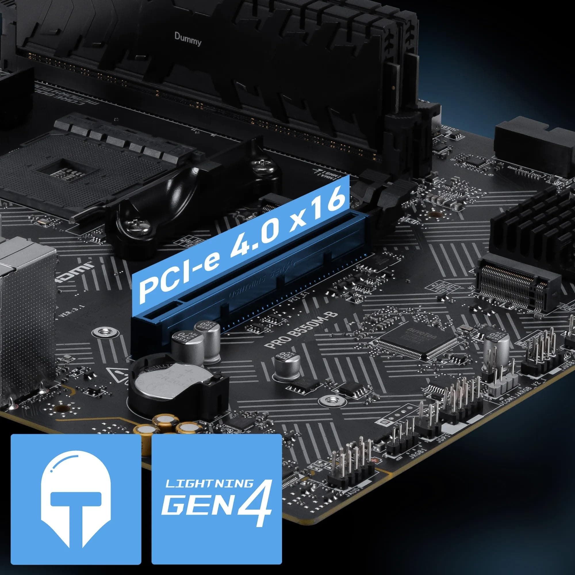 MSI PRO B550M-B Mainboard, mATX - Unterstützt AMD Ryzen 5000/5000 G-Series, 4000 G-Series, 3000/3000 G-Series Desktop Prozessoren, AM4 - DDR4 Memory Boost (bis zu 4600+ MT/s OC), PCIe 4.0 x16, M.2 Bild 5