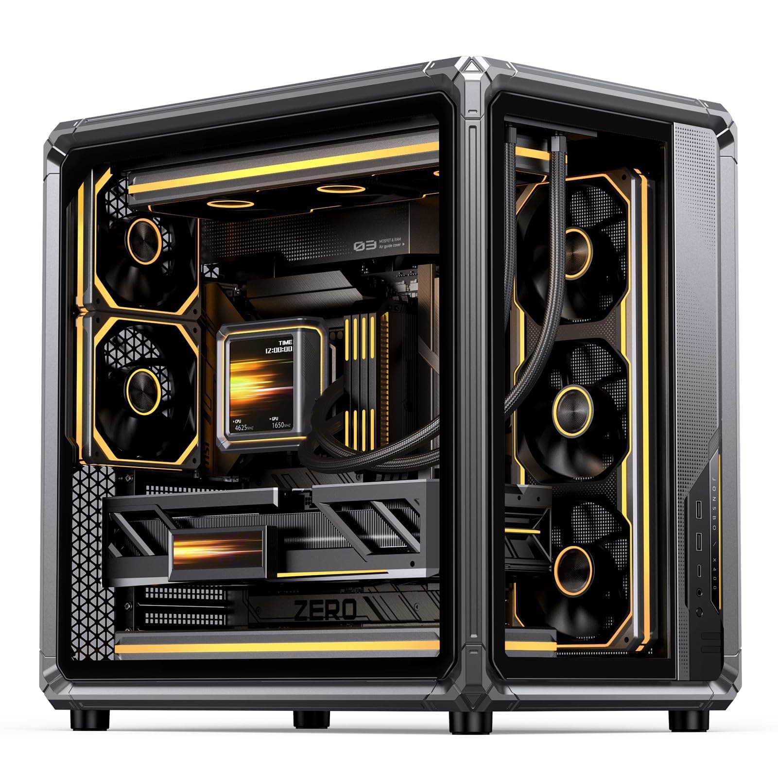 JONSBO X400 graues ATX-PC-Gehäuse, Back-Connect-Desktop-Gehäuse, MB Auxiliary Air Guidance Kühlsystem, E-Sport-Assistent, 3 Seiten SP 360 AIO, SP 427 mm GPU, ATX < 180 mm, Kompatibilität Bild 2