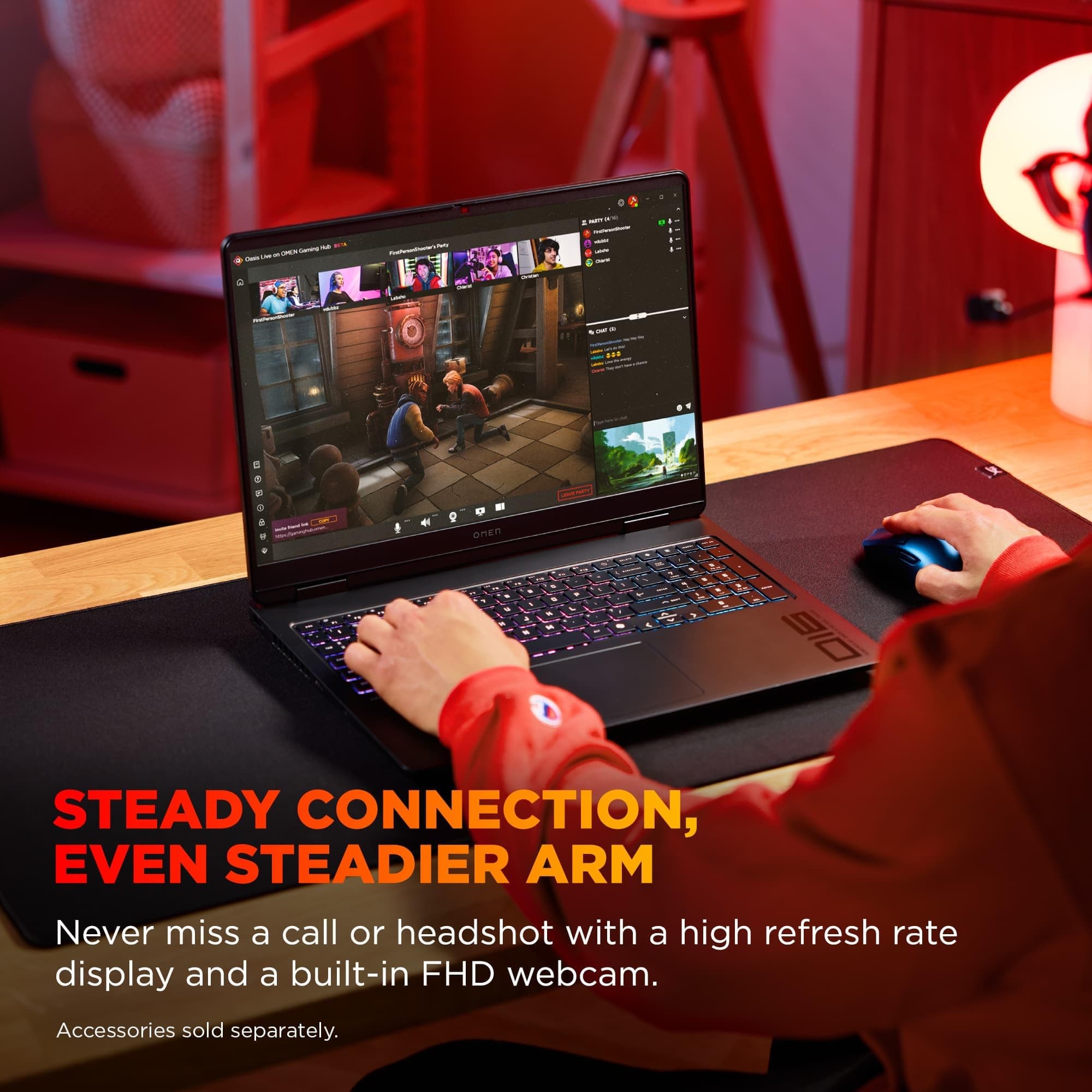 HP OMEN 16 Slim Gaming Laptop mit Headset (AMD Ryzen 9 8940HX, 64GB DDR5, 2TB SSD, NVIDIA RTX 5060 8GB, 16-core (>Ultra 7-155H)), FHD+ 144Hz Display, 4-Zonen RGB-Hintergrundbeleuchtung, IR-Webcam 64GB|2TB + Headset Bild 8