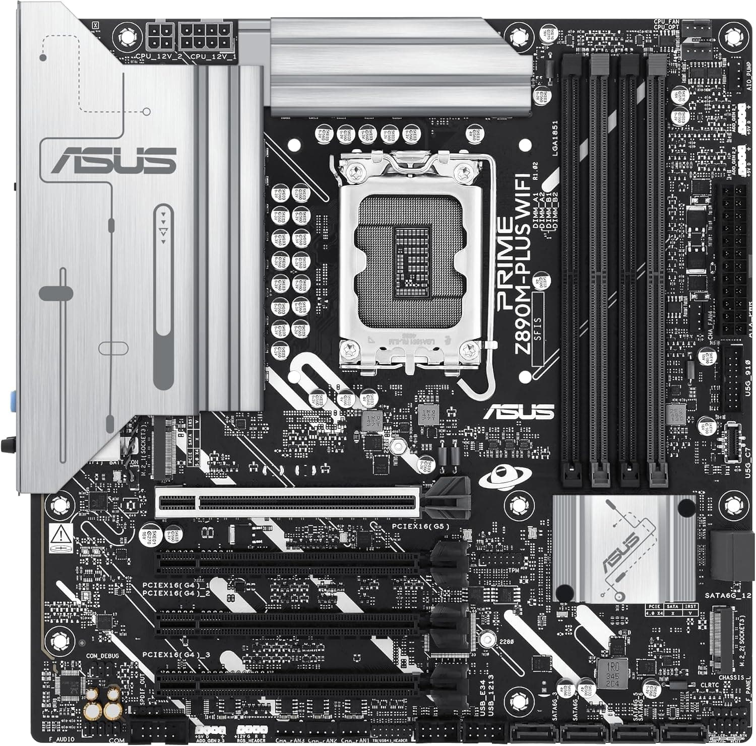 ASUS Prime Z890M-PLUS WiFi Gaming Mainboard Sockel Intel LGA1851 (mATX, DDR5, PCIe 5.0, 3X M.2, DisplayPort, HDMI, Advanced AI, WiFi 7, Aura Sync) Bild 3
