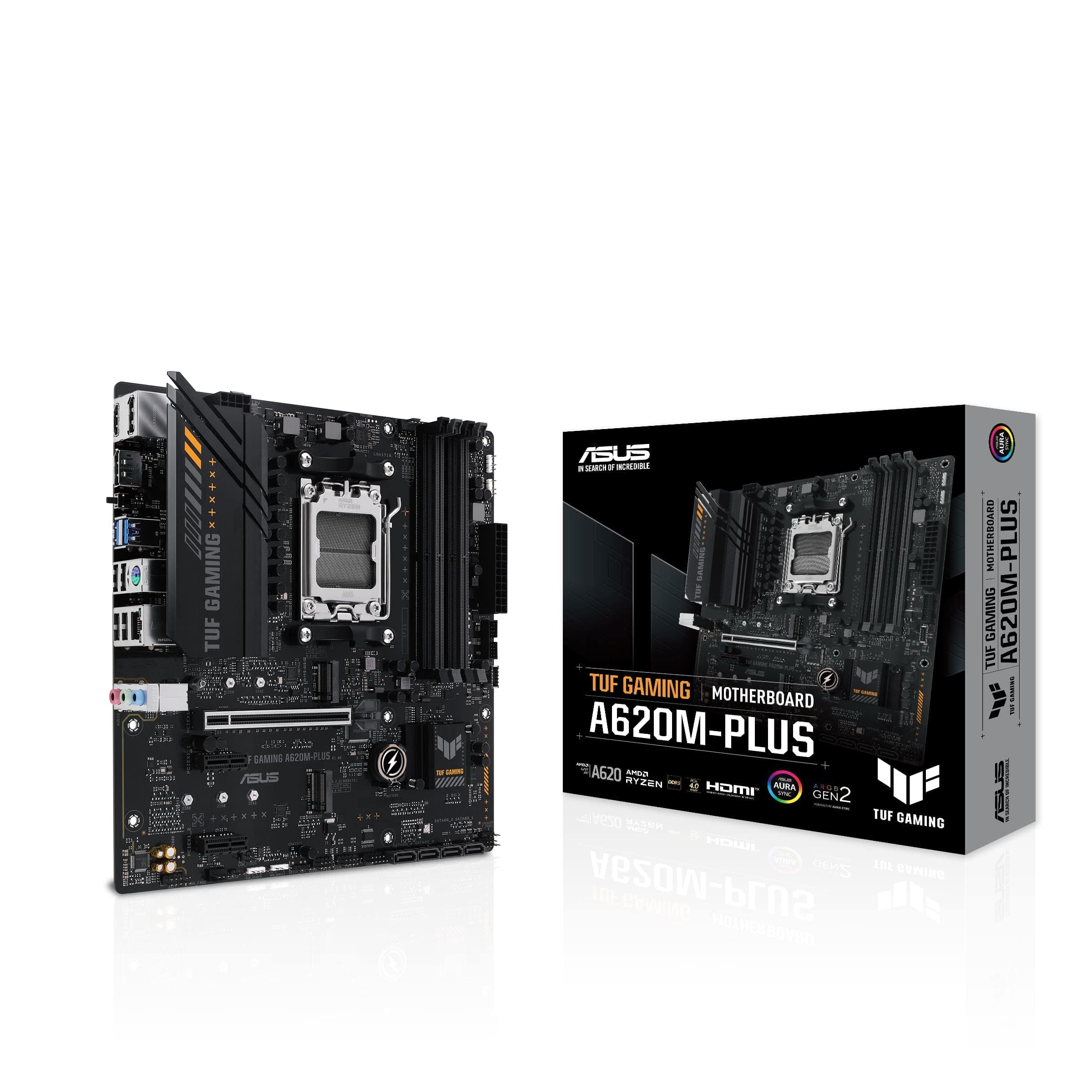 ASUS TUF Gaming A620M-PLUS Mainboard Sockel AMD A620 (Ryzen 7000, Micro-ATX, DDR5 Speicher, PCIe 4.0, BIOS Flashback, USB 3.2 Gen 2, Aura Sync) Bild 2