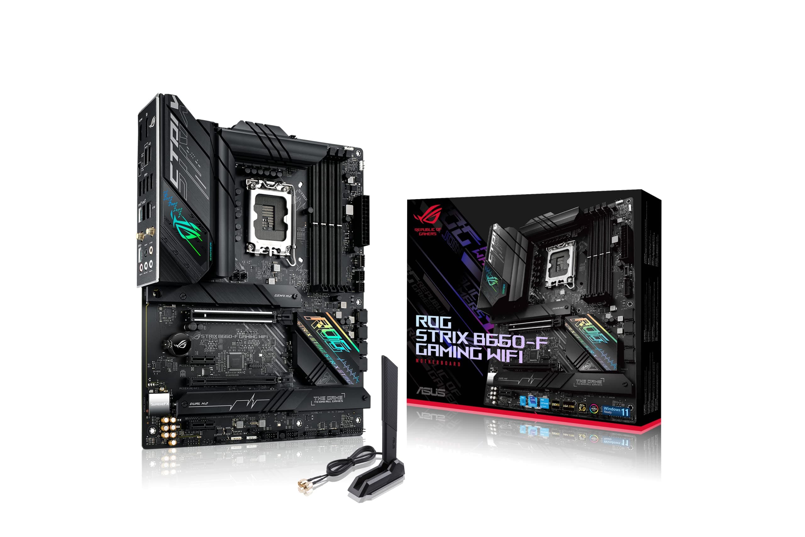 ASUS ROG STRIX B660-F GAMING WIFI Mainboard Sockel Intel LGA 1700 (Intel B660, ATX, DDR5 Speicher, PCIe 5.0, WiFi 6, 3x M.2, Aura Sync) Bild 2