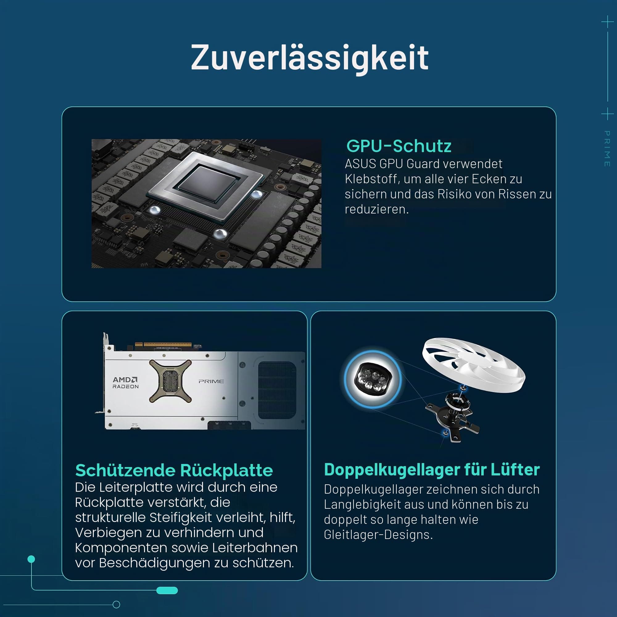 ASUS Prime Radeon RX 9070 XT White OC Edition Grafikkarte (PCIe 5.0, HDMI/DP 2.1, 2.5-Slot Design, Axial-Tech-Lüfter, Dual-Kugellager, Dual BIOS, ASUS GPU Guard) Bild 7