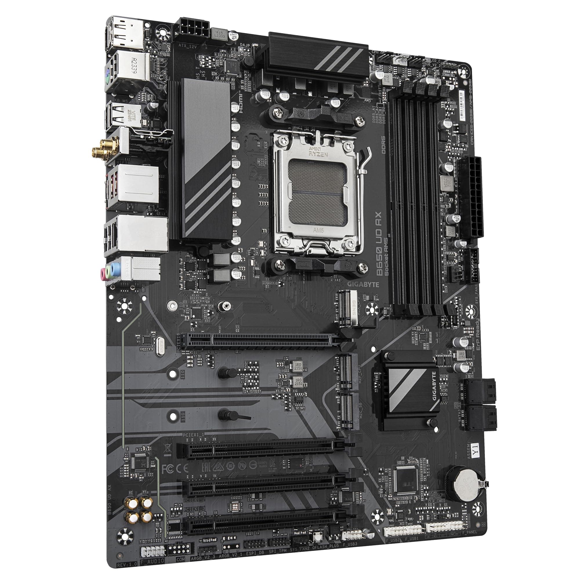 GIGABYTE B650 UD AX Motherboard - Unterstützt AMD Ryzen 9000 Serie CPUs, 6+2+2 Phasen VRM, bis zu 7600MHz DDR5 (OC), 1x PCIe 5.0 + 2X PCIe 4.0 M.2, GbE LAN, Wi-Fi 6, USB 3.2 Gen 2 Bild 5