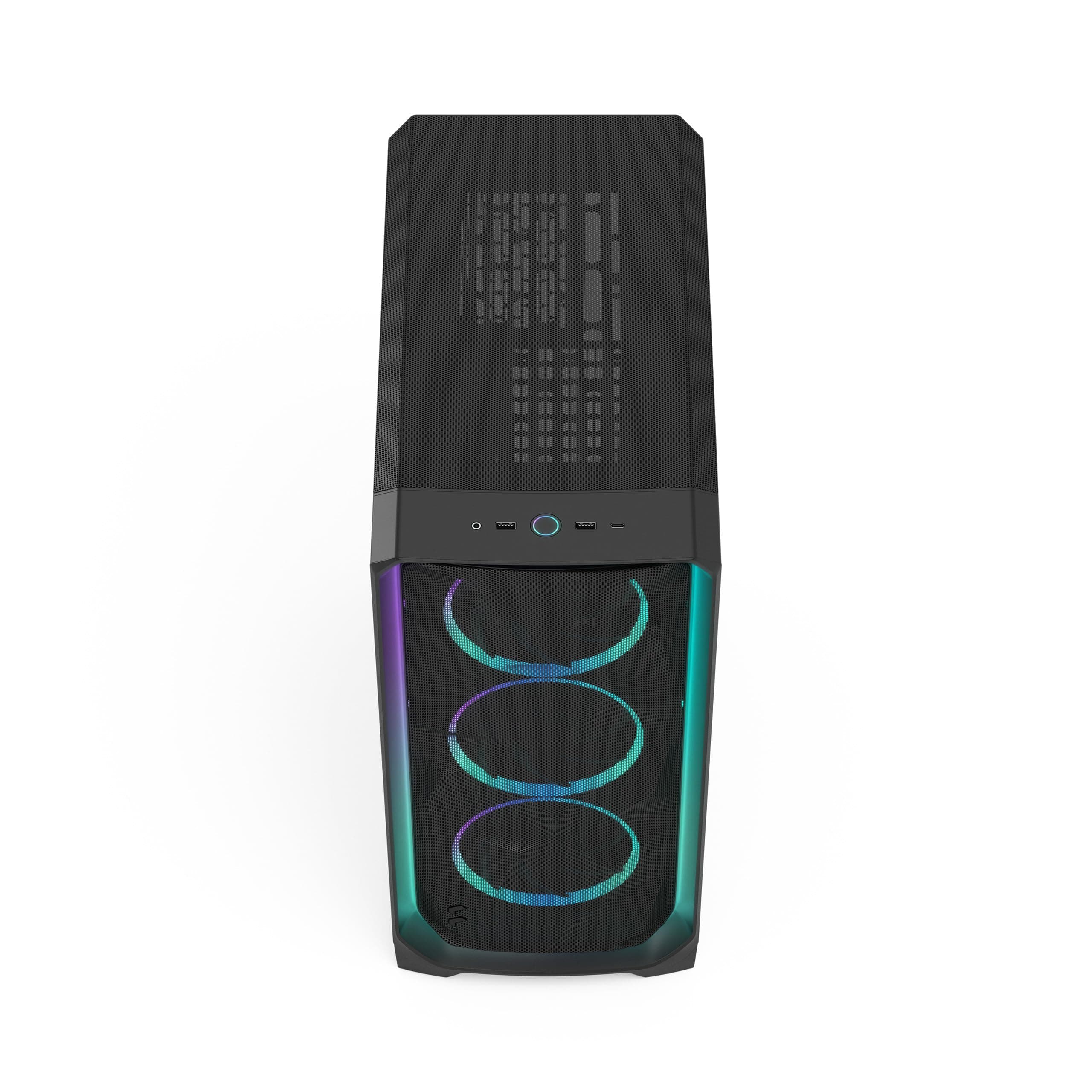 Fractal Design Meshify 3 Ambience Pro RGB Black TG Light Tint - Gaming Computer-Gehäuse – Facetten-Mesh-Front – Gen 2 ARGB Beleuchtung via Adjust Pro Hub – DREI RGB Momentum 14 Lüfter enthalten Meshify 3 Ambience Pro RGB Schwarz Bild 3