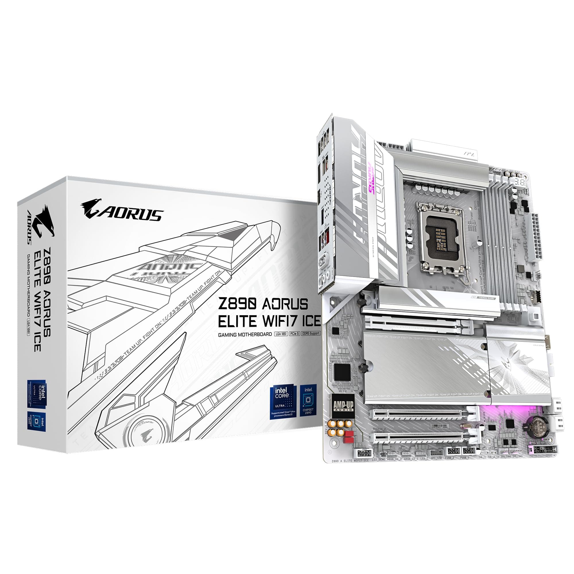 GIGABYTE Z890 AORUS Elite WIFI7 Ice Motherboard - Unterstützt Intel Core Ultra (Serie 2) CPUs, 16+1+2 Phasen VRM, bis zu 8800MHz DDR5 (OC), 1xPCIe 5.0 + 3xPCIe 4.0, Wi-Fi 7, 2.5GbE LAN Bild 2