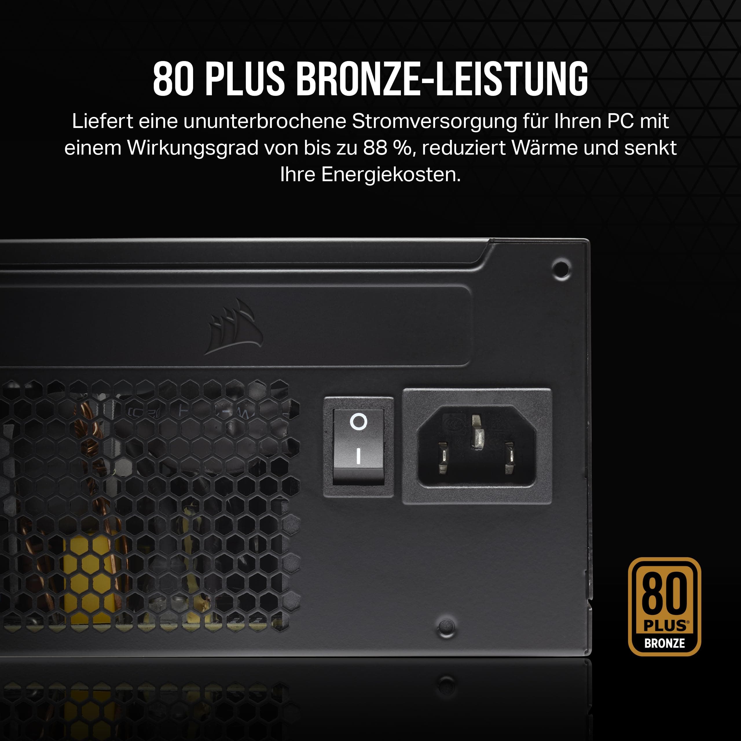 CORSAIR CX550 ATX 550W Netzteil - 80 Plus Bronze Zertifiziert - Geräuscharm - Ummantelte Kabel - Nicht Modular - EU - Schwarz Bild 8