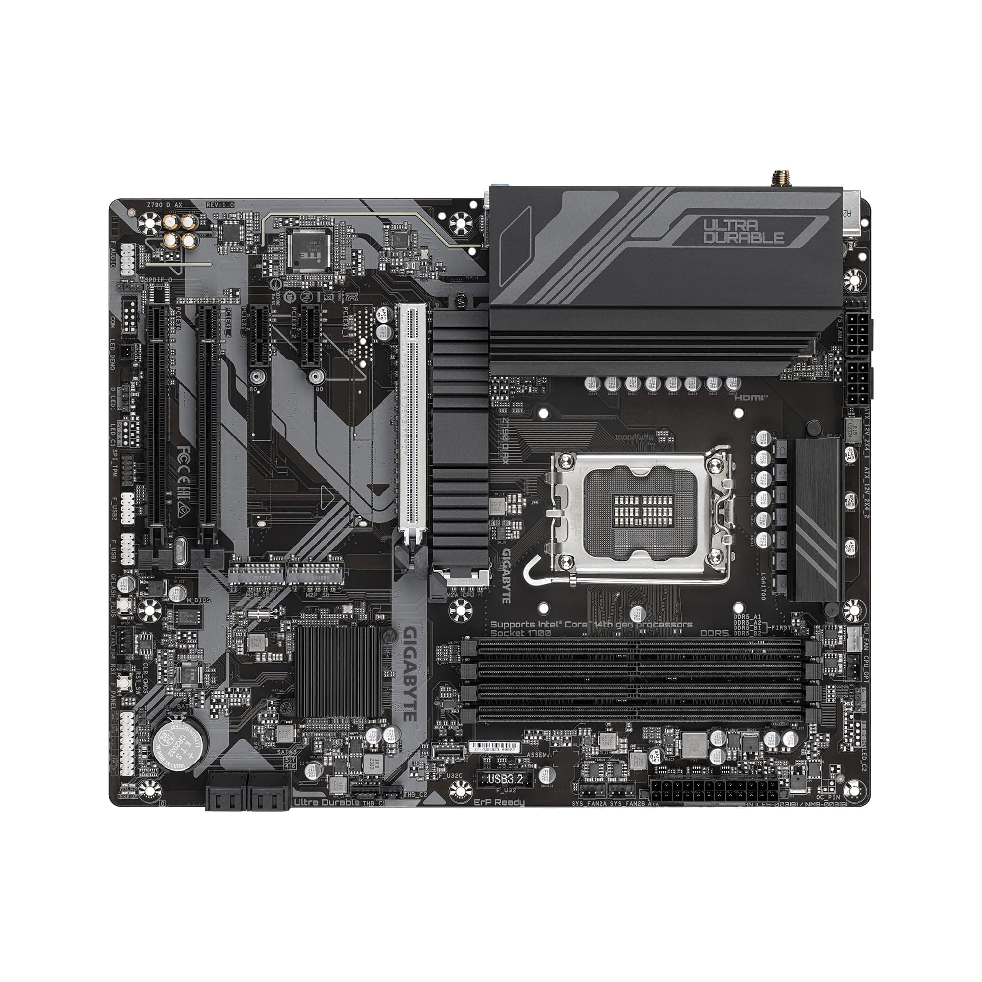 GIGABYTE Z790 D AX Motherboard - Unterstützt Intel Core 14. Generation CPUs, 12+1+1 Phasen Digital VRM, bis zu 7600MHz DDR5 (OC), 3xPCIe 4.0 M.2, Wi-Fi 6E, 2.5GbE LAN, USB 3.2 Gen 2 Bild 7