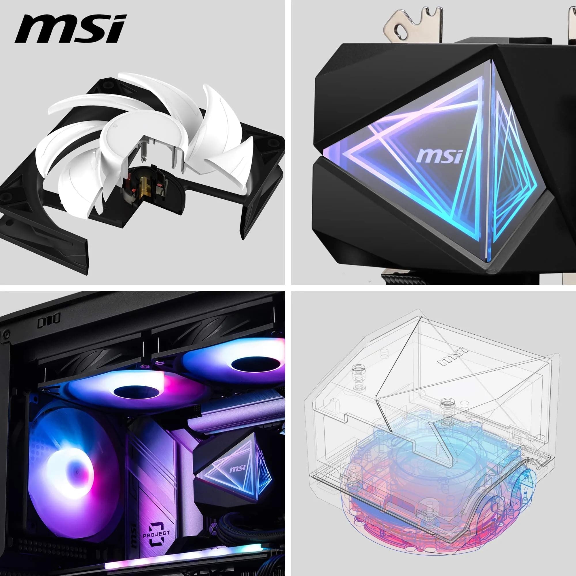 MSI MAG CORELIQUID I240 AIO CPU Wasserkühlung - Vergrößerte Kupferkühlplatte, ARGB & LDB Lüfter, Zweikammer-Wasserblock, Split-Flow Radiator, unterstützt Intel & AMD Sockel Bild 7