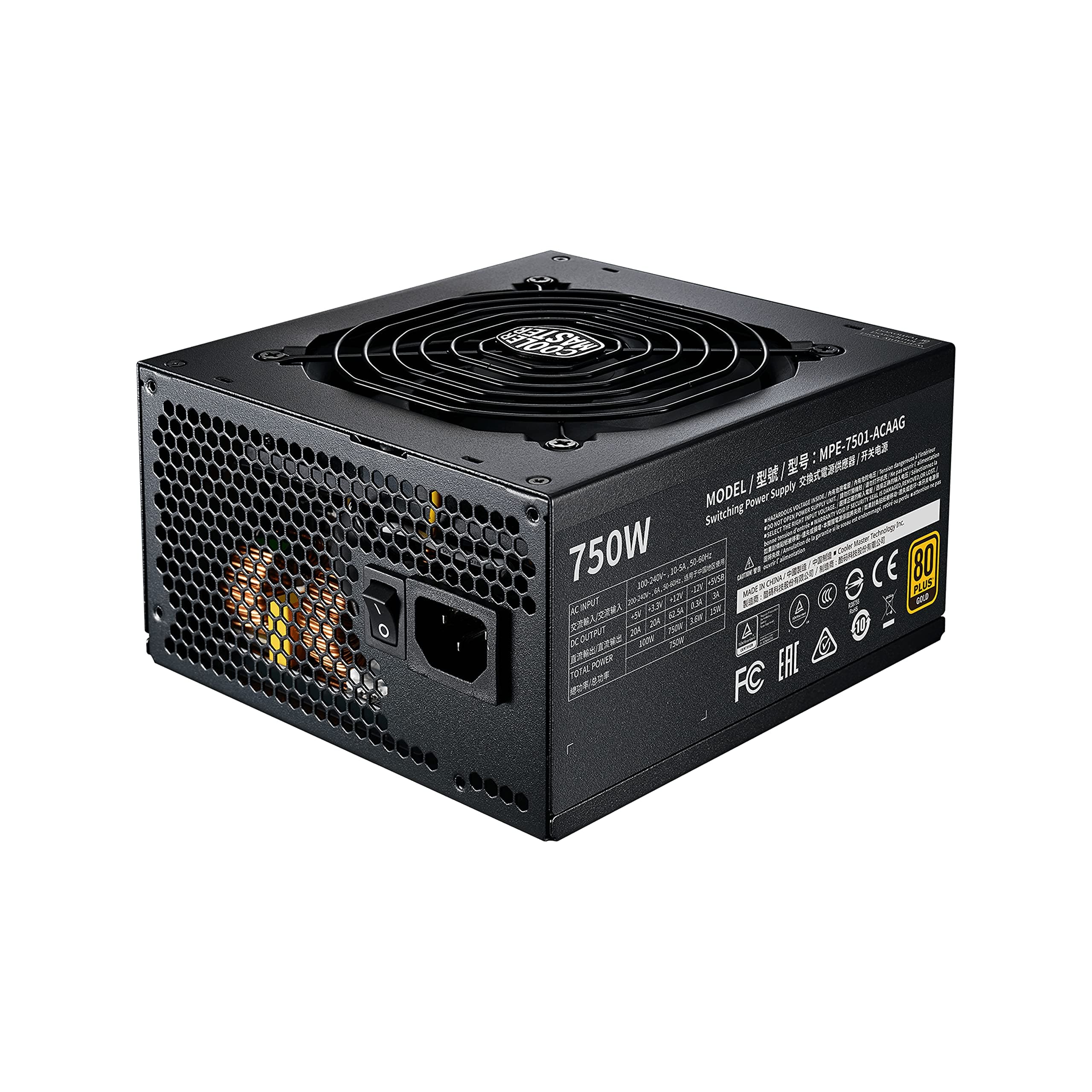 Cooler Master MWE 750 Gold V2, Modulares PC-Netzteil (EU-Stecker), 80 Plus Gold, 750 Watt Netzeil mit Flachkabel, 120mm HDB-Lüfter, Temperaturschwelle 50˚C 750W Gold Bild 3