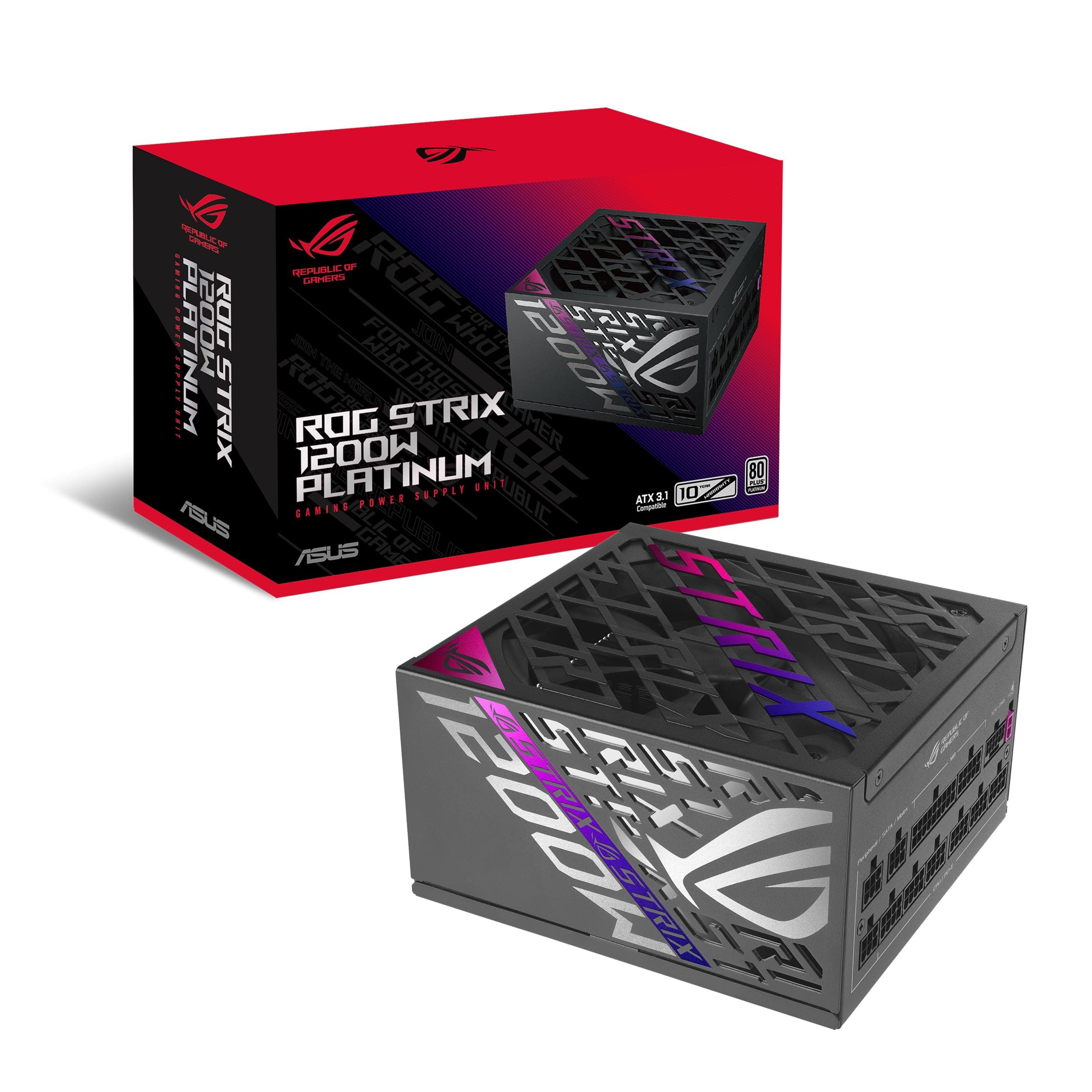 ASUS ROG Strix 1200W Platinum Gaming Netzteil (Vollmodulares ATX Netzteil, GaN-MOSFET, 80+ Platinum, patentiertes GPU-First, Cybenetics Platinum Zertifizierung, ATX 3.1, PCIE 5.1, 12V-2x6 Connector) Bild 2