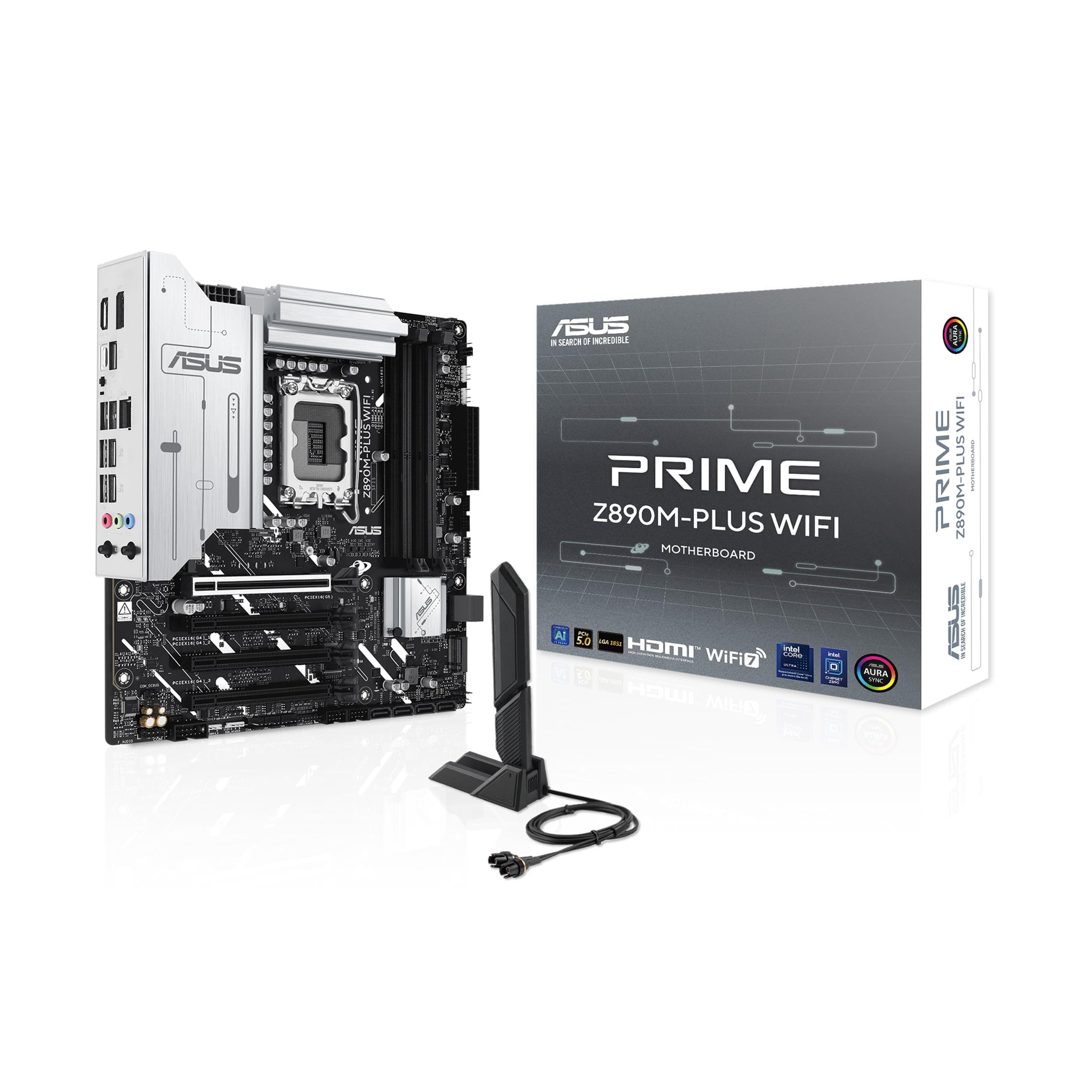 ASUS Prime Z890M-PLUS WiFi Z890 LGA 1851 mATX Motherboard, Intel® Core™ Ultra Series 2 Ready, Advanced AI PC-Ready, 10+1+2+1 80A Leistungsstufen, DDR5, PCIe® 5.0, USB Type-C®, 3X M.2, Wi-Fi 7, 2,5 GB Bild 2