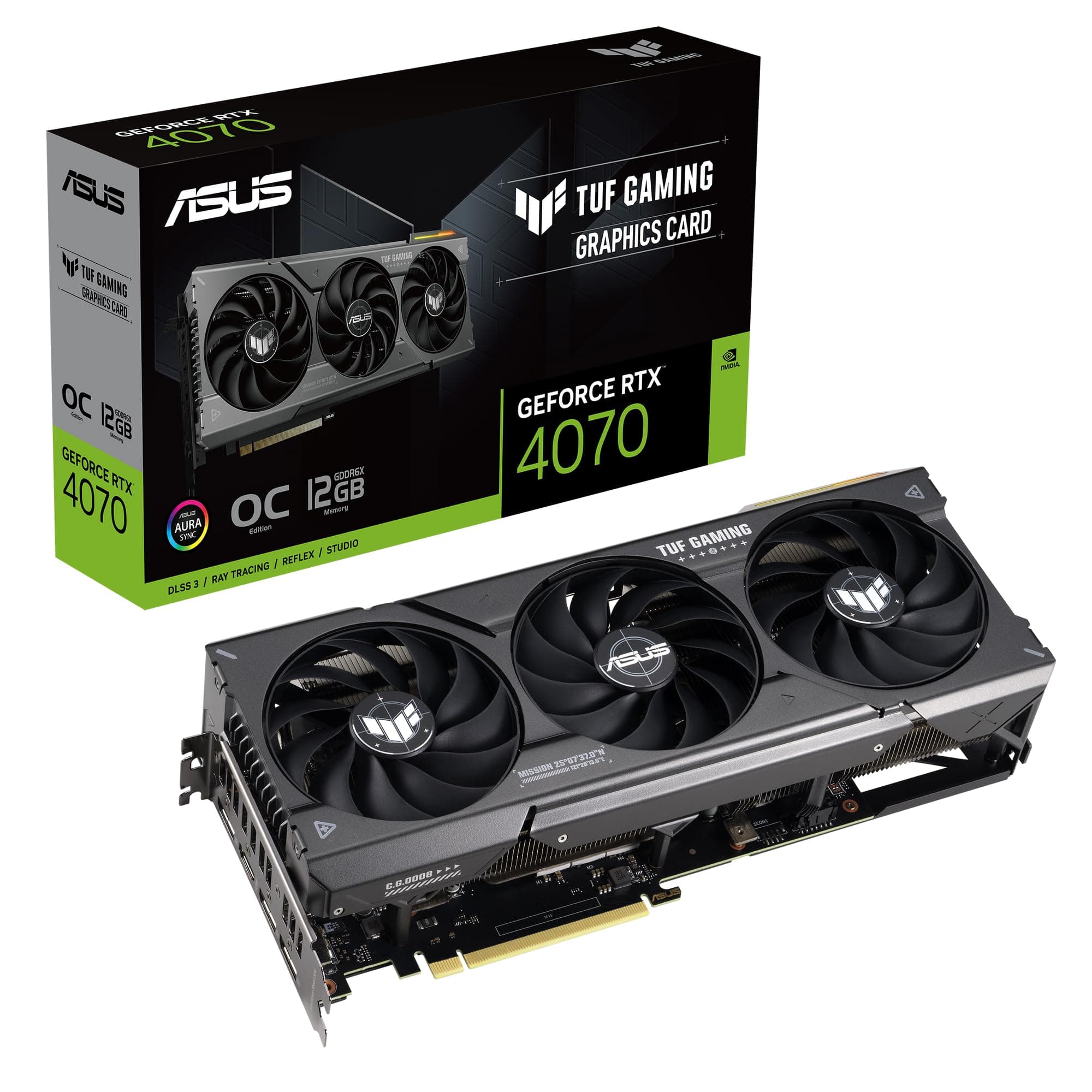 ASUS TUF Gaming GeForce RTX 4070 12GB GDDR6X OC Edition Gaming Grafikkarte (NVIDIA GeForce RTX4070 DLSS 3, PCIe 4.0, 1x HDMI 2.1, 3X DisplayPort 1.4a, TUF-RTX4070-O12G-GAMING) Bild 2