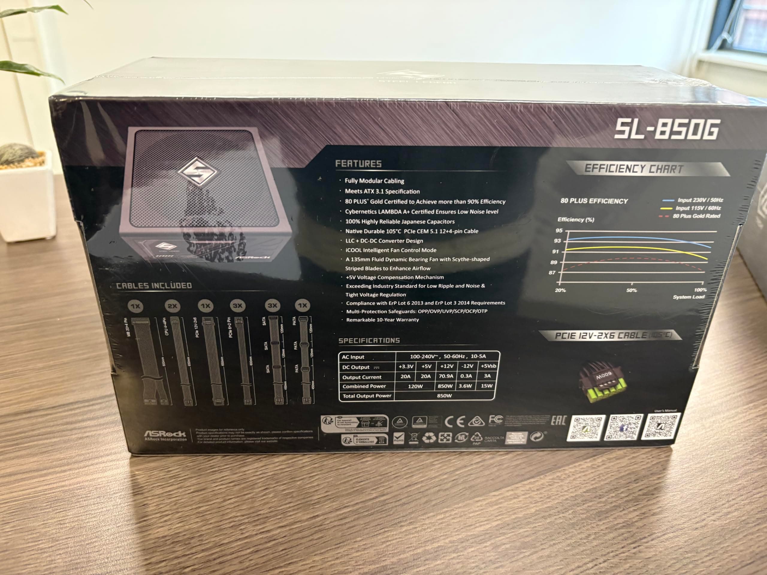 ASRock Steel Legend SL-850G, 850W ATX Netzteil, 80+ Gold, Schwarz Bild 5