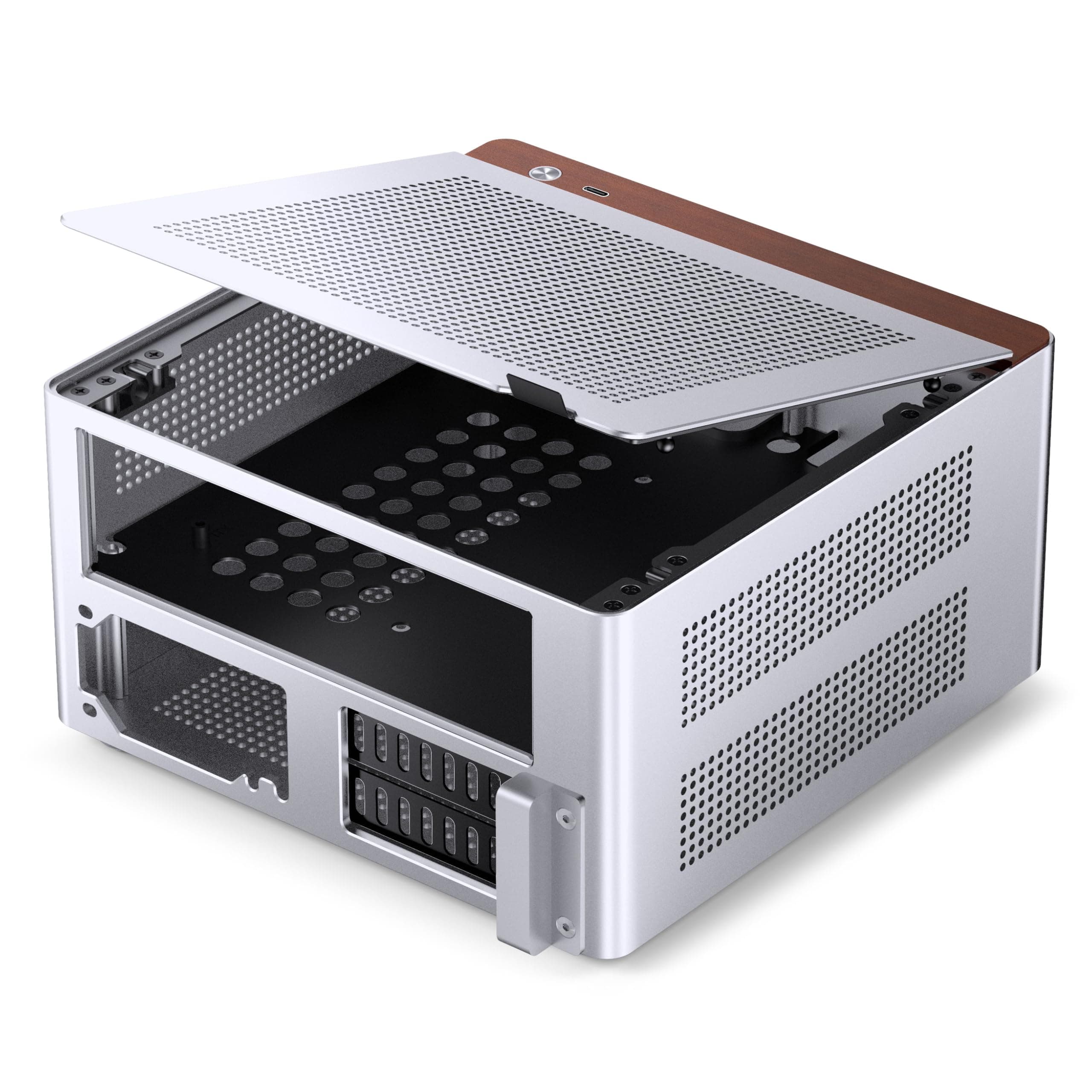 Jonsbo NV10 PC-Gehäuse Silber | Mini-ITX Case aus Aluminium & Stahl, kompaktes ITX-Gehäuse mit USB-C, Low-Profile GPU Support Bild 7