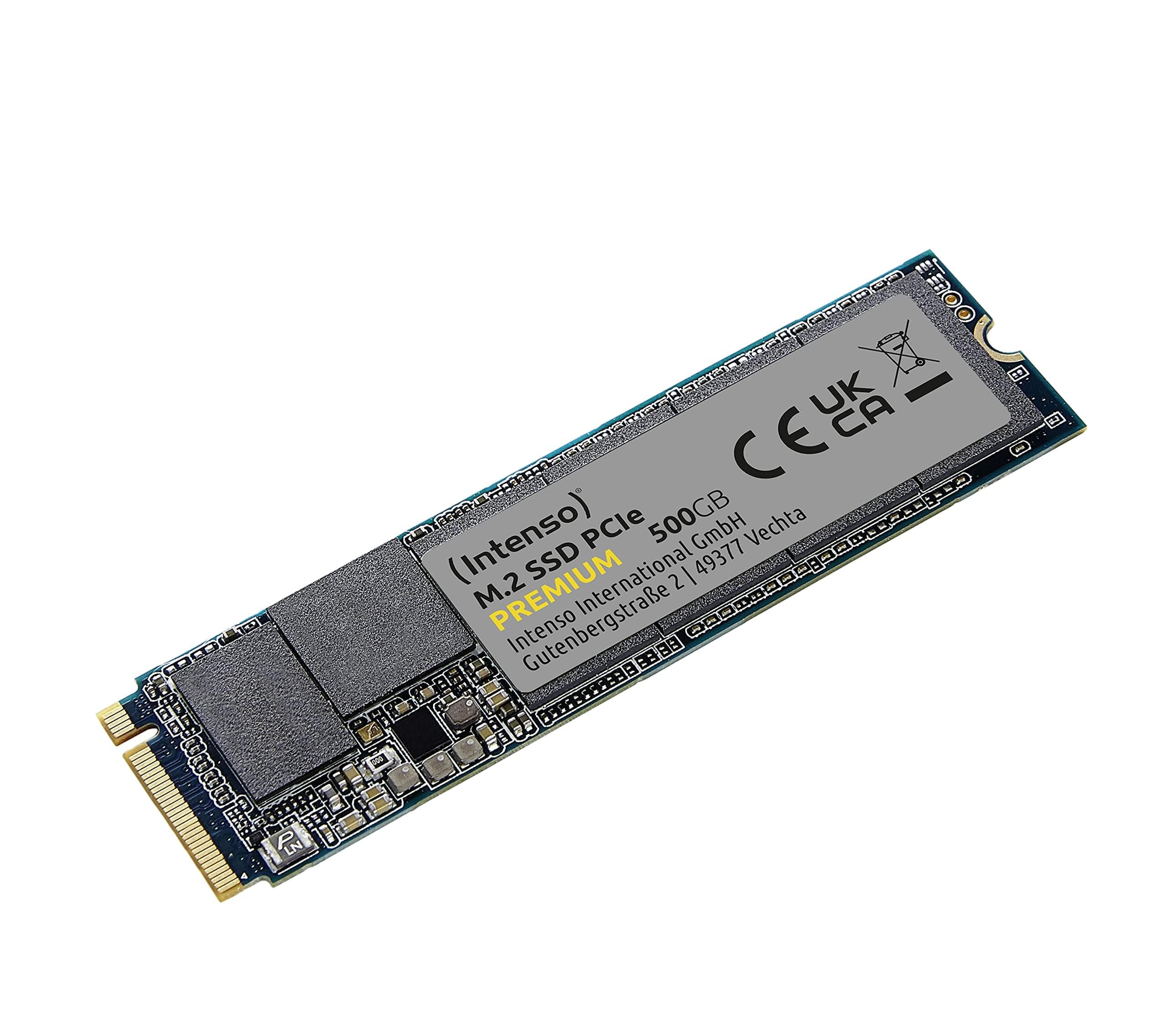 Intenso 500GB M.2 SSD PCIe Premium, bis zu 2100 MB/s, Festkörper-Laufwerk (PCI Express Gen.3x4 NVMe 1.3, Solid State Drive) 500GB M.2 PCIe Premium