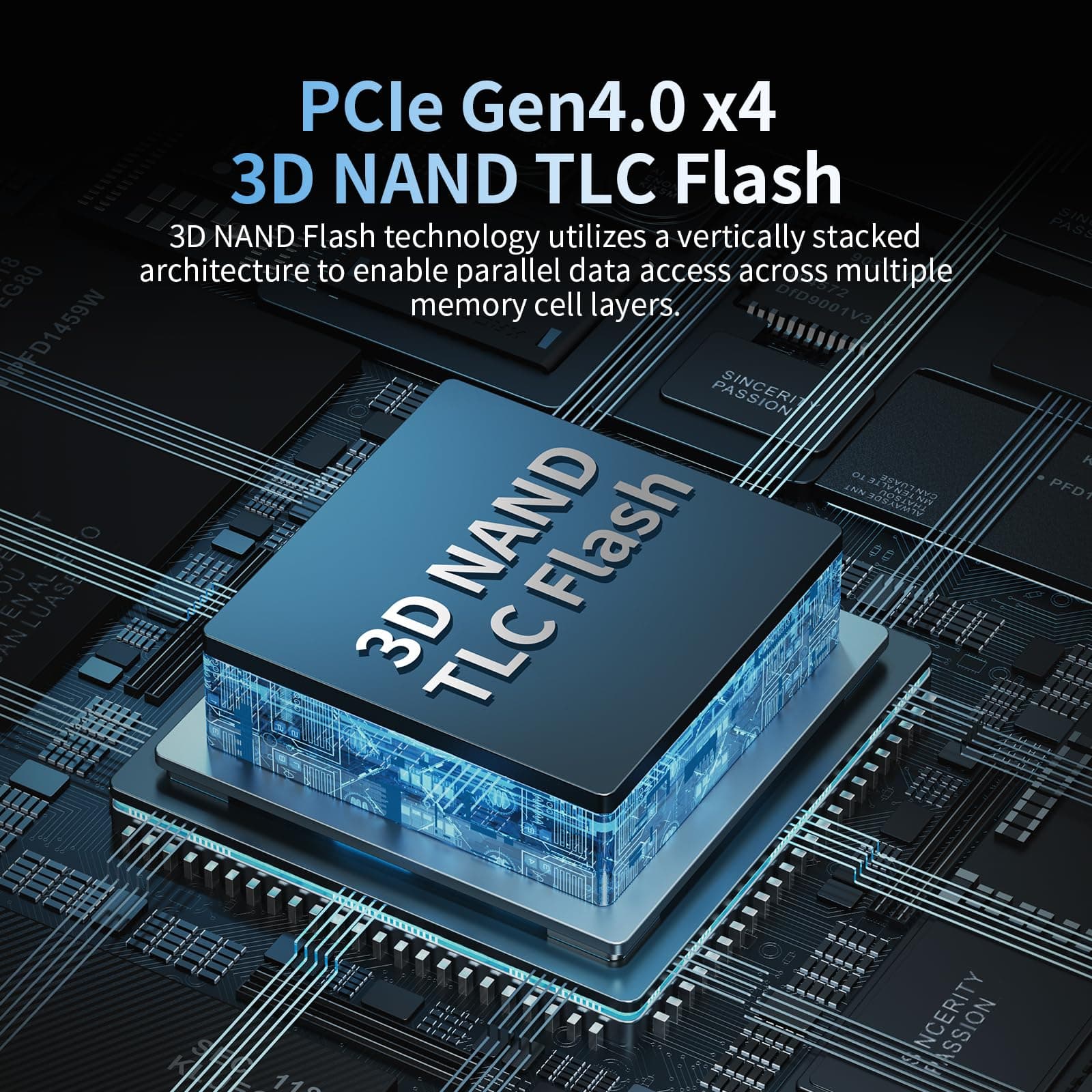 Ediloca EN870 SSD 1TB NVMe SSD M.2 PCIe Gen4, Interne SSD, bis zu 7450 MB/s, 3D NAND TLC, Internes Solid State Drive, dynamischer SLC-Cache, kompatibel mit PS5 und PC 1TB 7450MB/s Bild 5