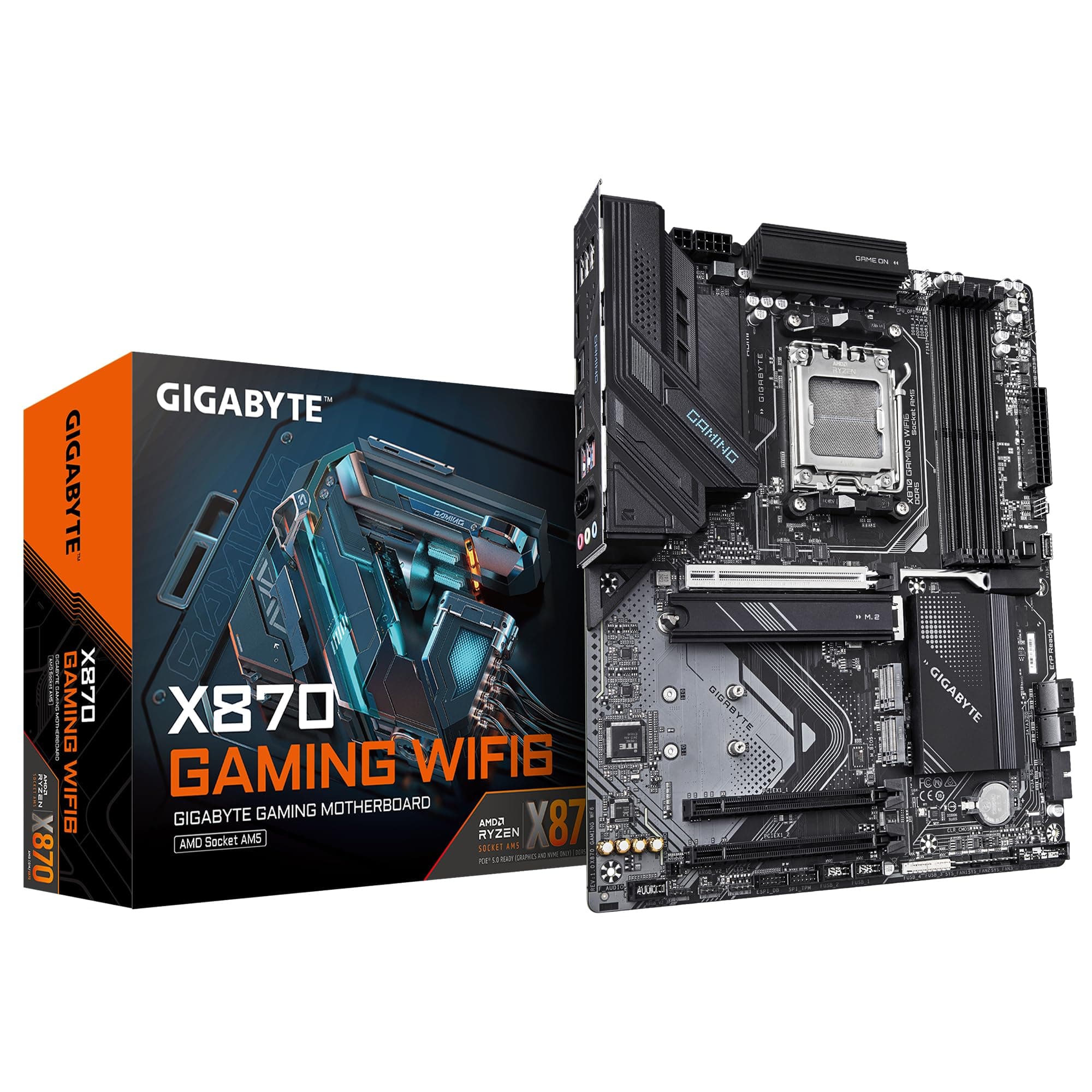GIGABYTE X870 Gaming WIFI6 Motherboard - Unterstützt AMD Ryzen 9000 CPUs, 8+2+2 Phasen VRM, bis zu 8000MHz DDR5 (OC), 1x PCIe 5.0, Wi-Fi 6, 2.5GbE LAN, USB 4 Bild 2