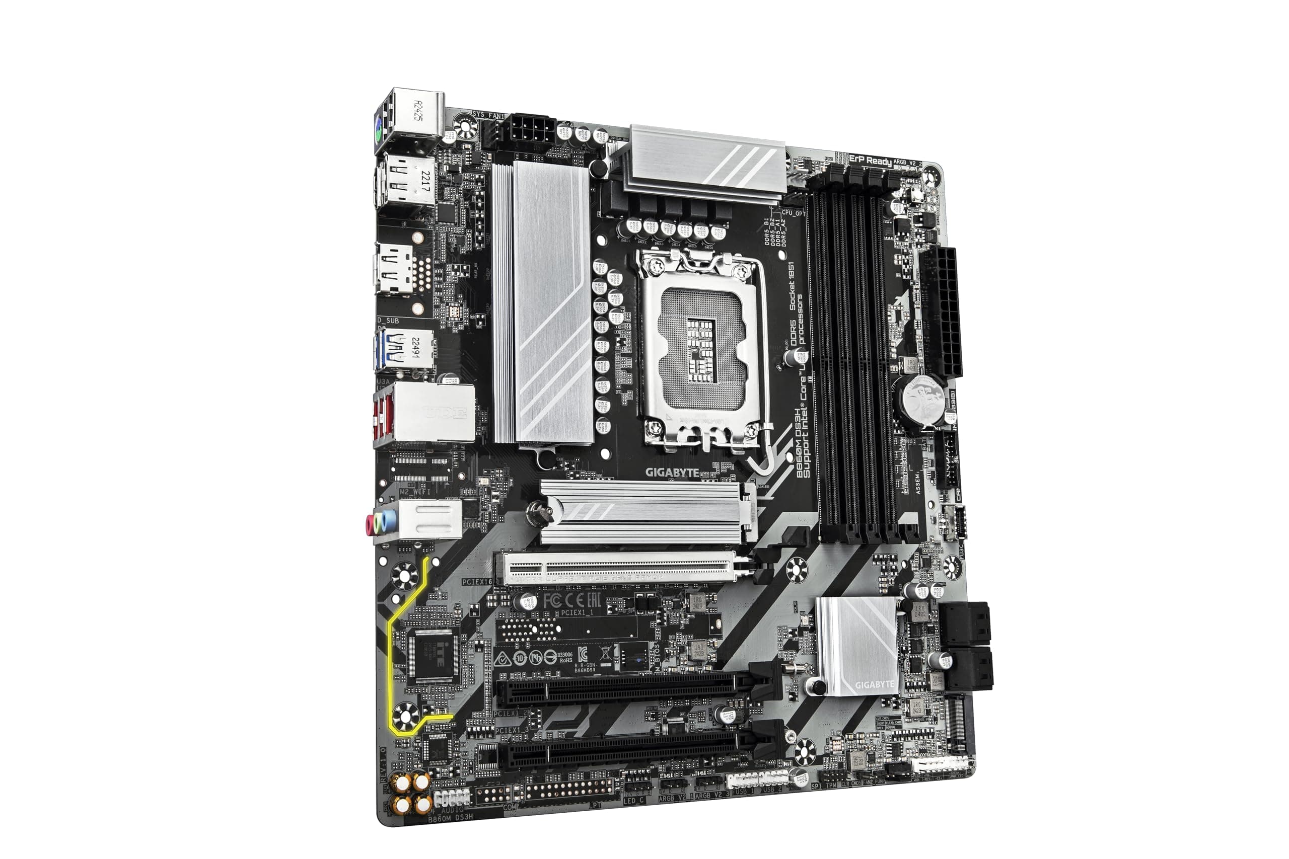 GIGABYTE B860M DS3H Mainboard - Intel Core Ultra CPUs, 5+1+2+1 Phasen VRM, bis zu 9066MHz DDR5, 1xPCIe 5.0 + 1xPCIe 4.0 M.2, 2,5 GbE LAN, USB 3.2 Gen 2 Bild 5