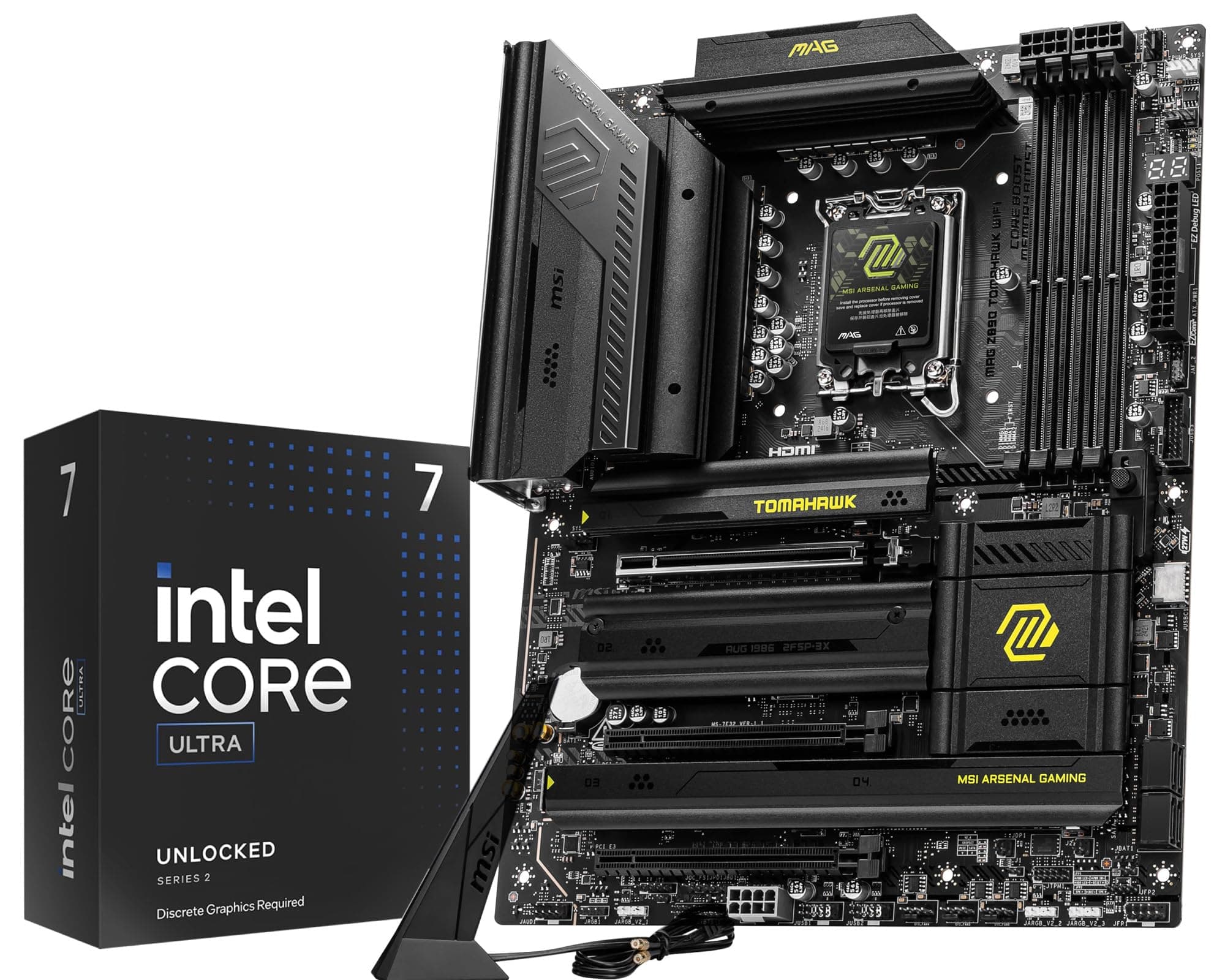 Micro Center CPU Motherboard Combo - Intel Ultra 7 265KF 20-Kerne entsperrter Desktop-Prozessor mit MAG Z890 Tomahawk WiFi Gaming LGA 1851 ATX Motherboard Ultra 7 265KF+MSI MAG Z890 Tomahawk WiFi