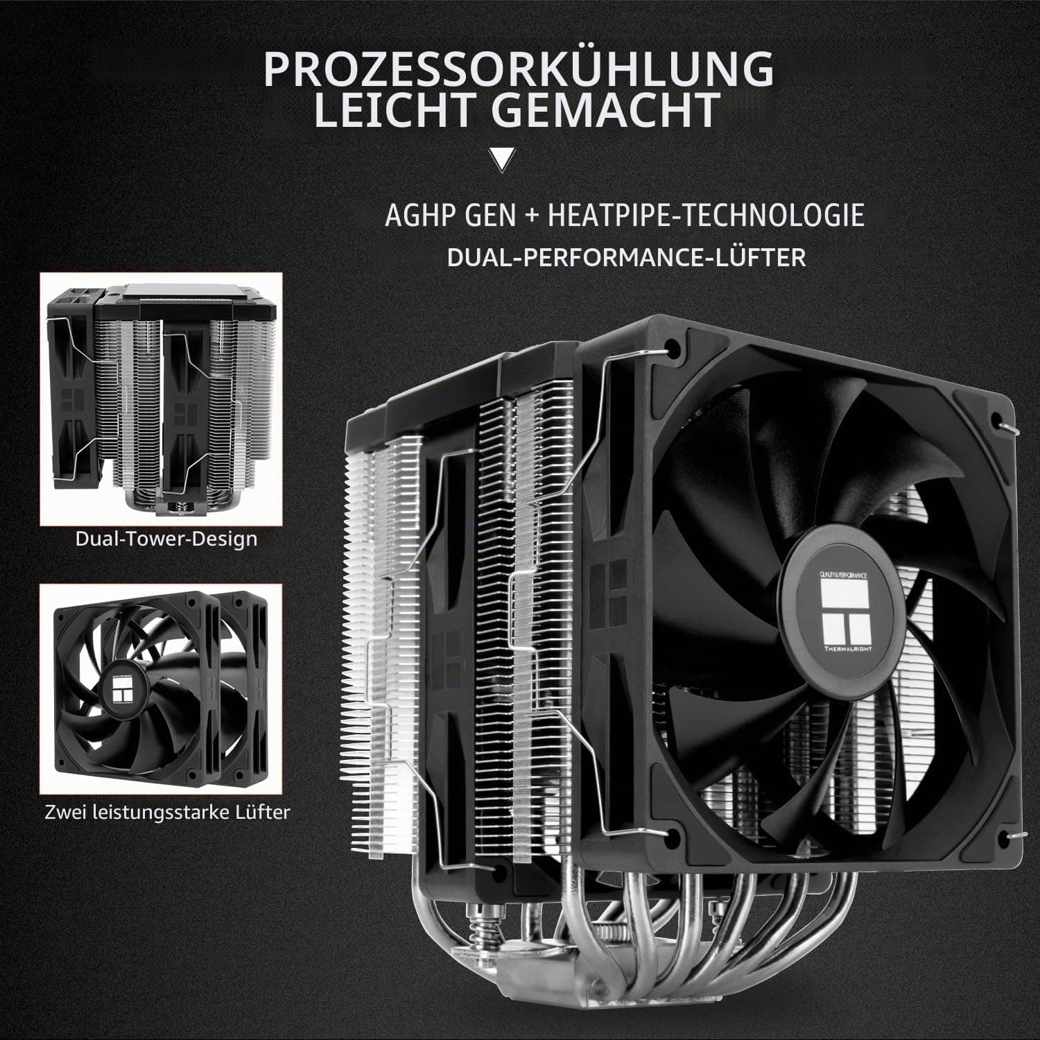 TR Peerless Assassin 120 Digital Black – CPU-Kühler für Computer mit 6 Wärmerohren, für AM4/AM5, Intel LGA1700/1851/1150/1151/1200 Bild 7