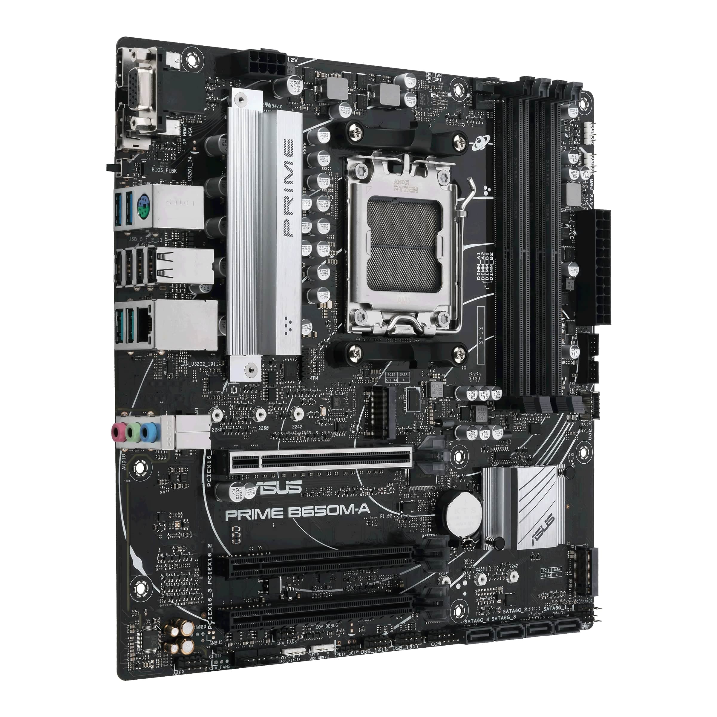 ASUS Prime B650M-A CSM Mainboard Sockel AMD AM5 (Ryzen 7000,micro-ATX,DDR5 Speicher,PCIe 5.0,WiFi 2.5G Ethernet,BIOS Flashback,USB 3.2 Gen 2,Aura Sync), 90MB1C10-M0EAYC Bild 5