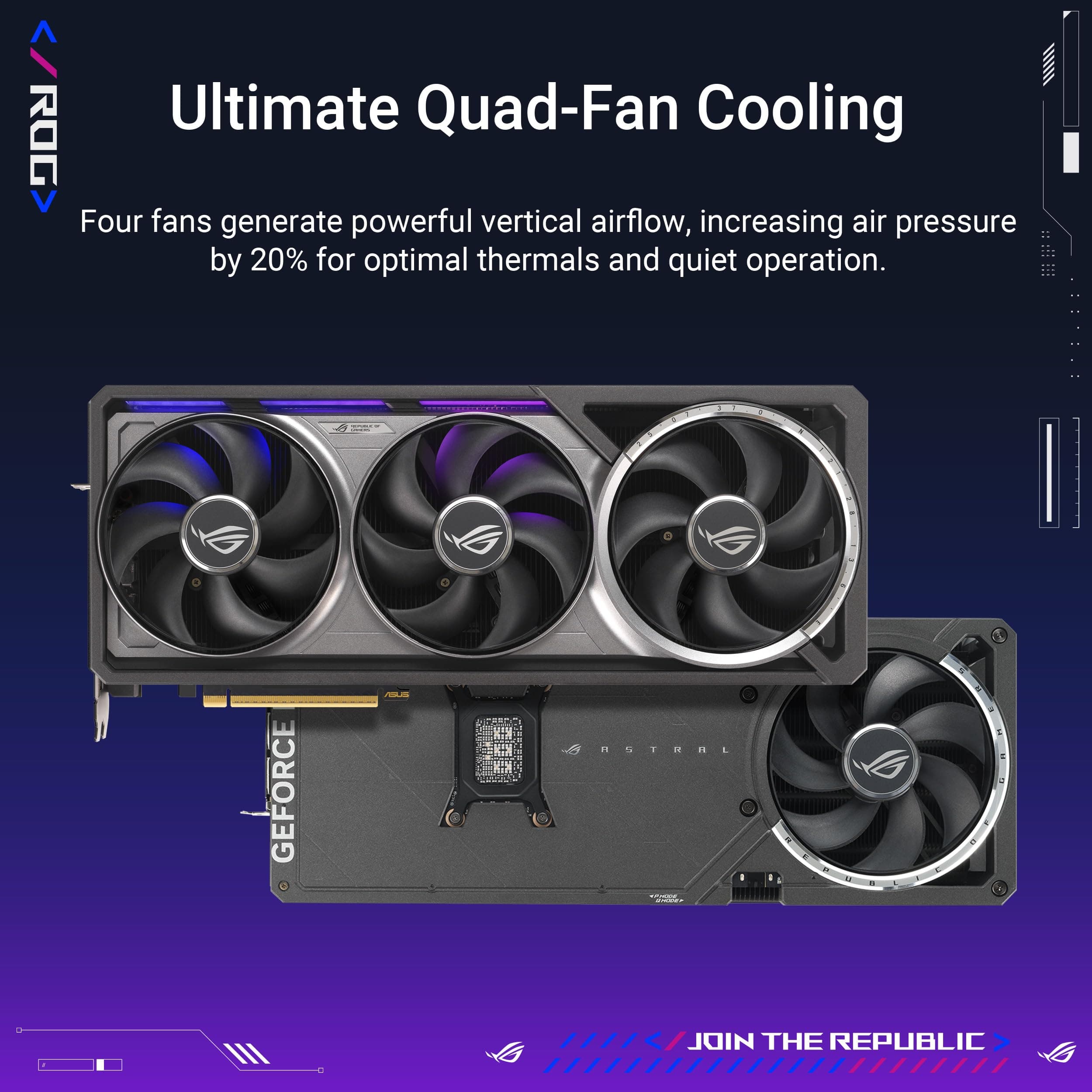 ASUS ROG Astral GeForce RTX 5080 16GB GDDR7 OC Edition Gaming Grafikkarte (Nvidia GeForce RTX5080, Vier Lüfter, 3.8-Slot-Design, PCIe 5.0, 2X HDMI 2.1b, 3X DisplayPort 2.1a) Bild 3