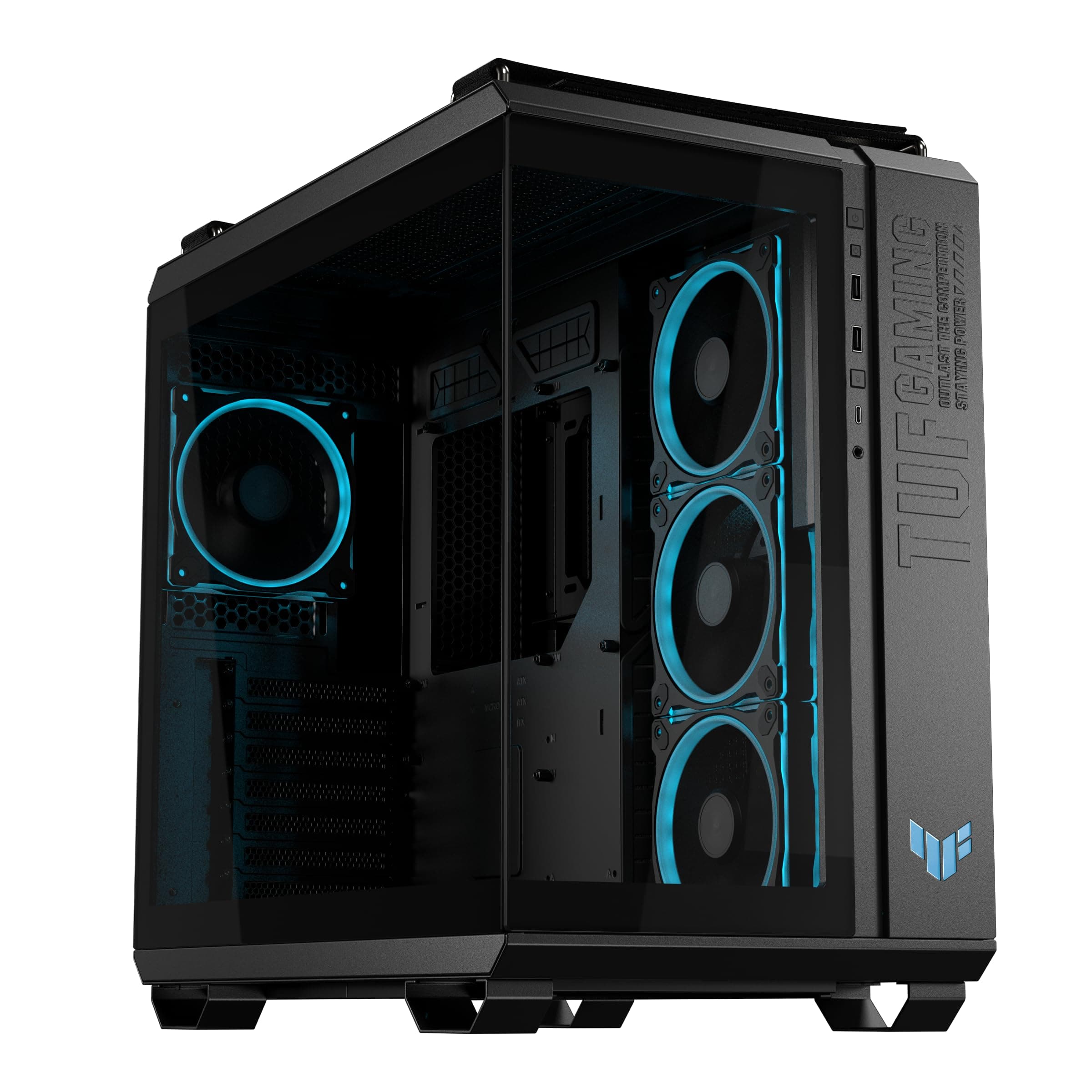 ASUS TUF GAMING GT502 Horizon TG ARGB Black modulares Zweikammer-Gehäuse (Panoramadesign, 4 vorinstallierte ARGB-Lüfter, Front Panel High-Speed USB Type-C, schwarz) Bild 2