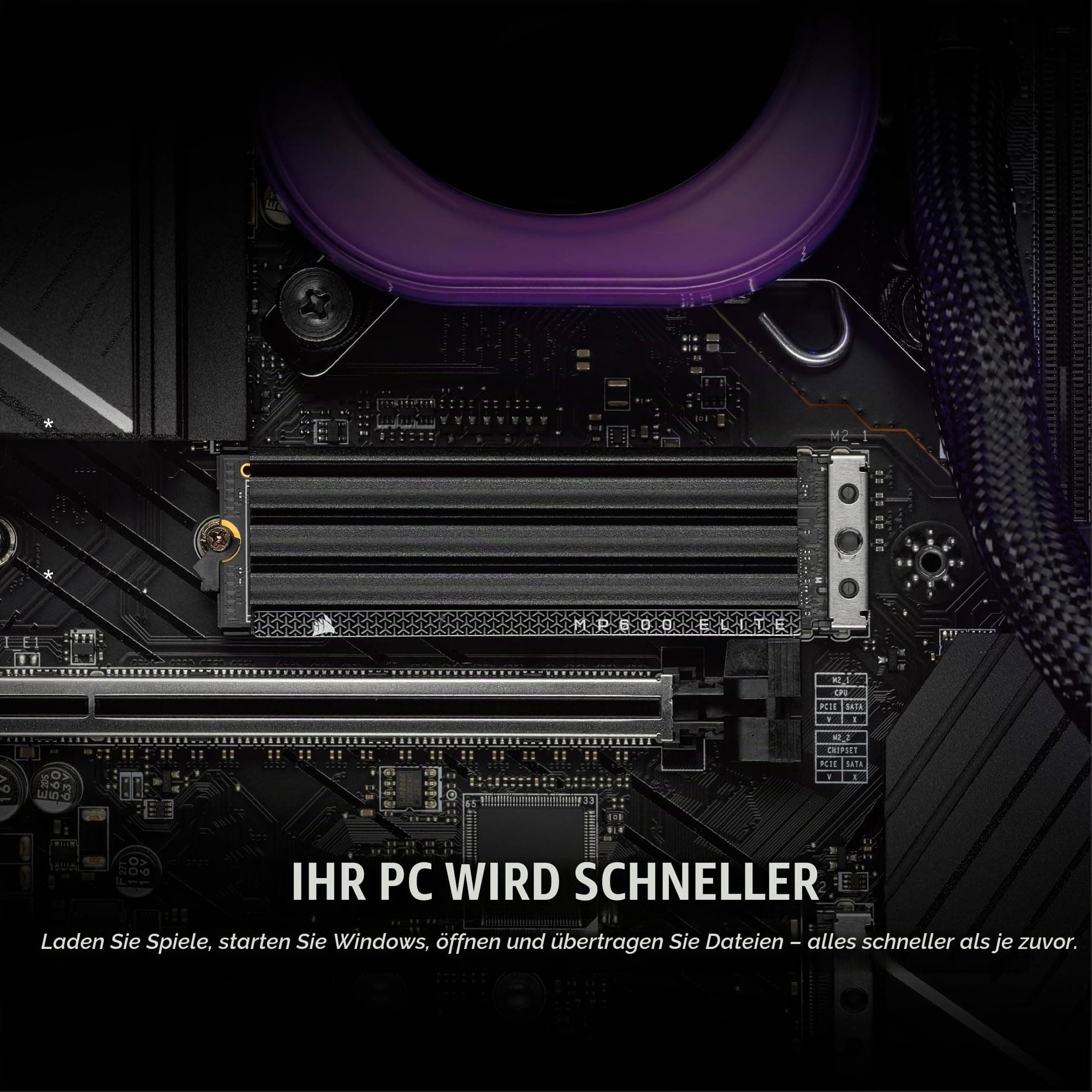 CORSAIR MP600 ELITE 1TB M.2 PCIe Gen4 x4 NVMe SSD Mit Integriertem Kühlkörper - M.2 2280 - Bis zu 7.000MB/sec Sequential Read - High-Density 3D TLC NAND - Schwarz Mit Heatspreader 1TB Bild 8