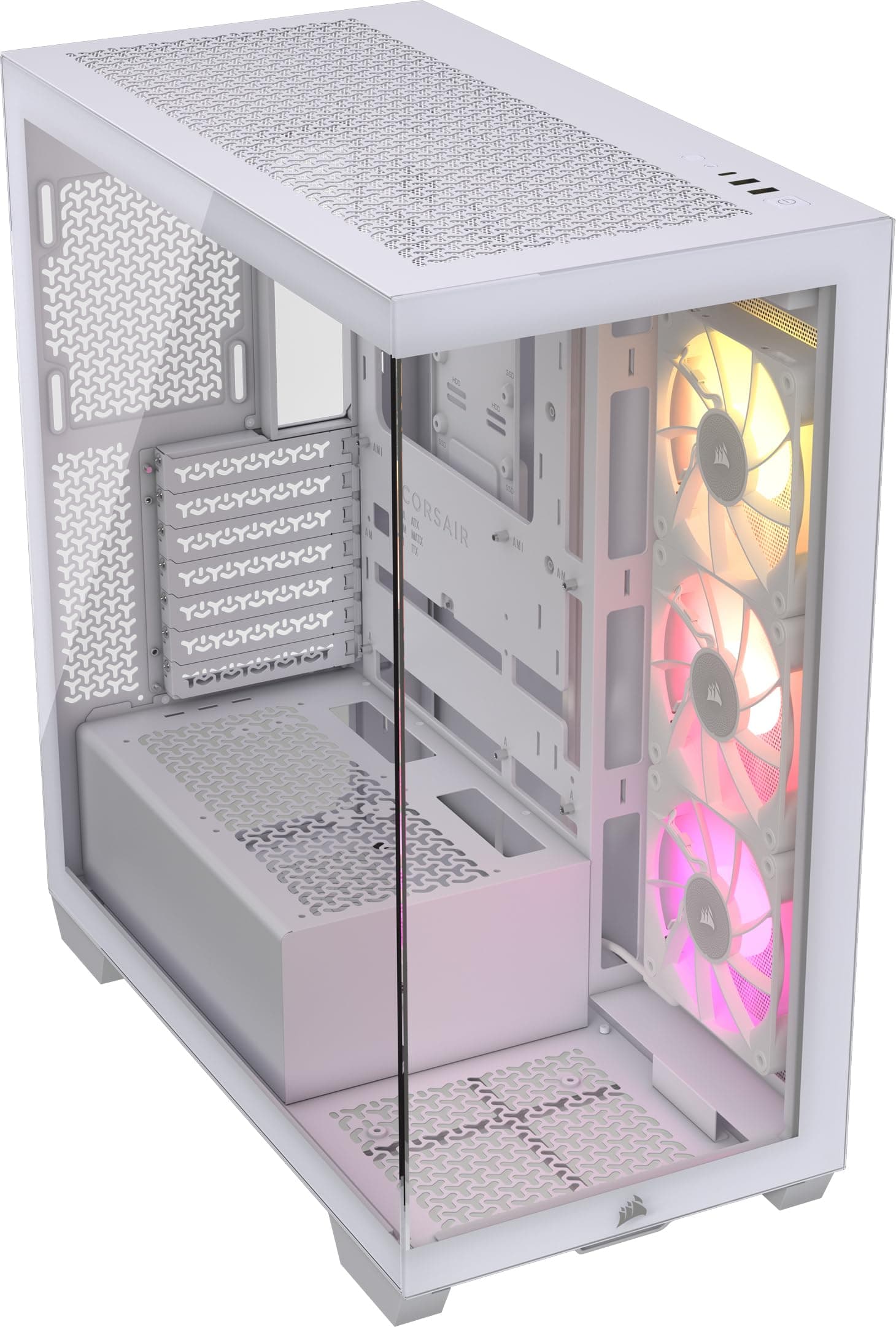 CORSAIR iCUE LINK 3500X RGB Mid-Tower ATX PC-Gehäuse - Gehärtetes Panorama-Glas - Umgekehrte Verbindung Motherboard-Kompatibel - 3x CORSAIR iCUE LINK RX120 RGB-Lüfter Im Lieferumfang Enthalten - Weiß iCUE LINK RGB Weiß