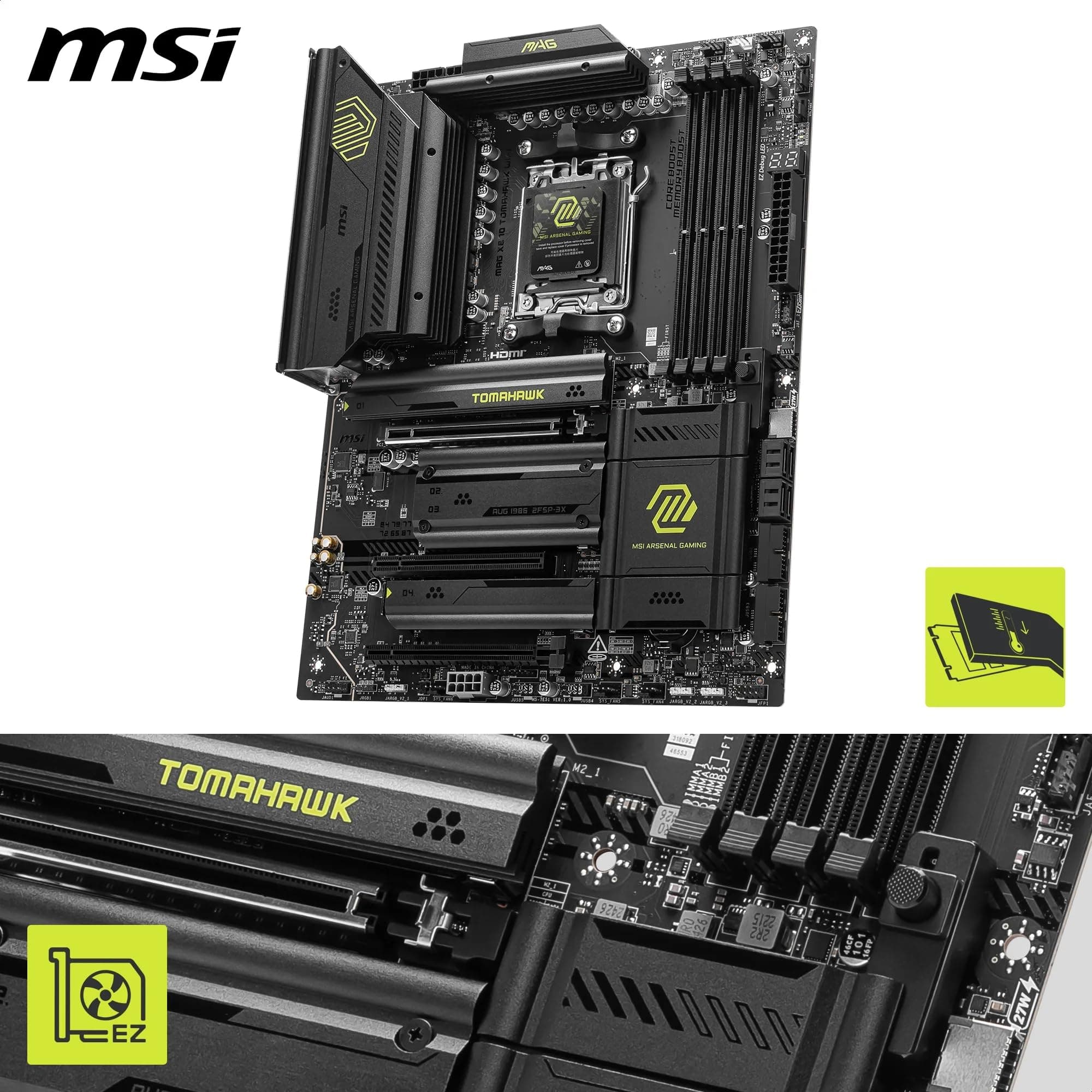 MSI MAG X870 Tomahawk WiFi Mainboard, ATX - Unterstützt AMD Ryzen 9000/8000/7000 Prozessoren, AM5-80A SPS VR M, DDR5 Memory Boost 8400+MT/s (OC), PCIe 5.0 x16 & 4.0 x16, M.2 Gen5, Wi-Fi 7, 5G LAN Bild 5