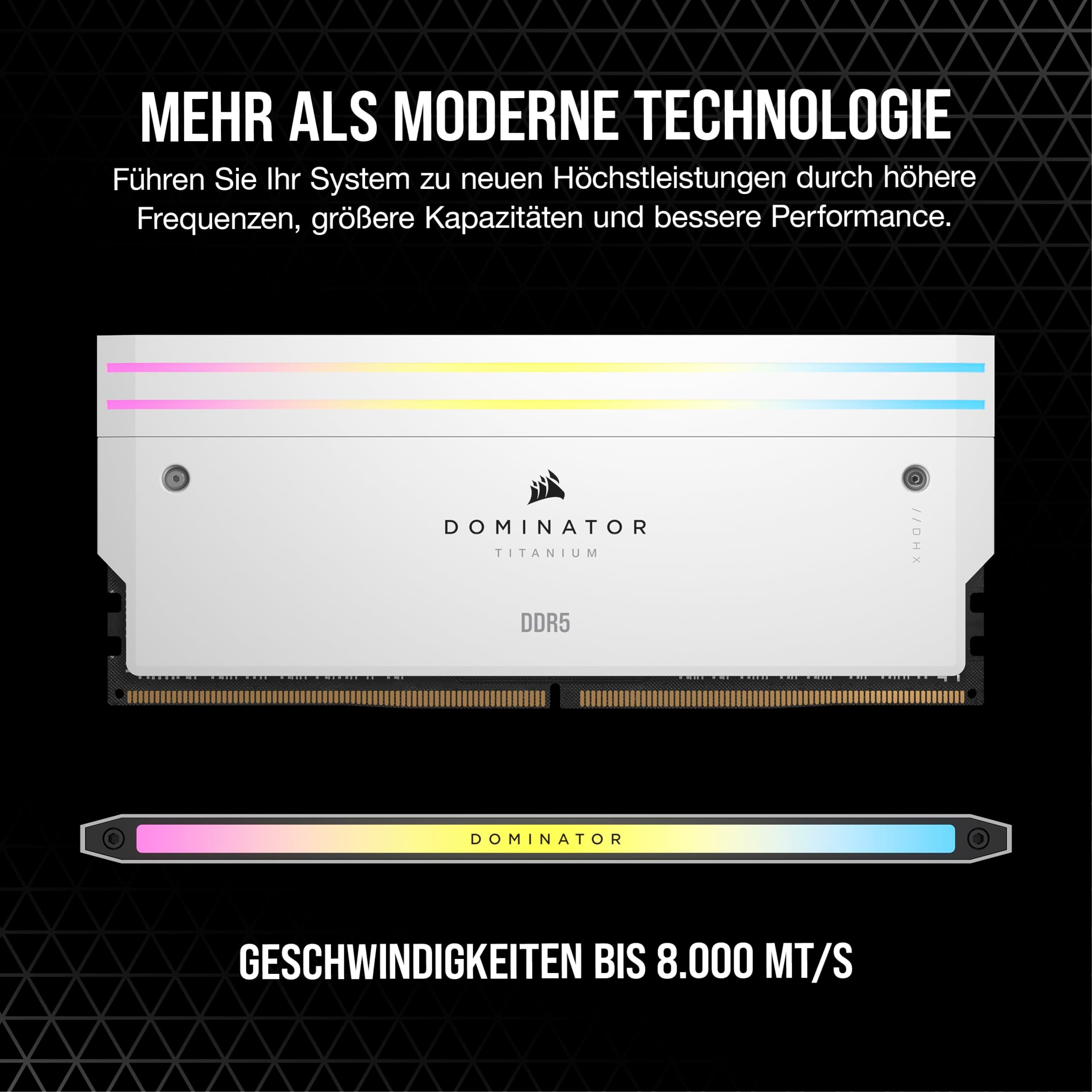 CORSAIR Dominator Titanium RGB DDR5 RAM 64GB (2x32GB) Bis zu 6400MHz CL32 Intel XMP 3.0 Desktop-Arbeitsspeicher – Weiß (CMP64GX5M2B6400C32W) 64GB (2x32GB) Weiß Bild 5