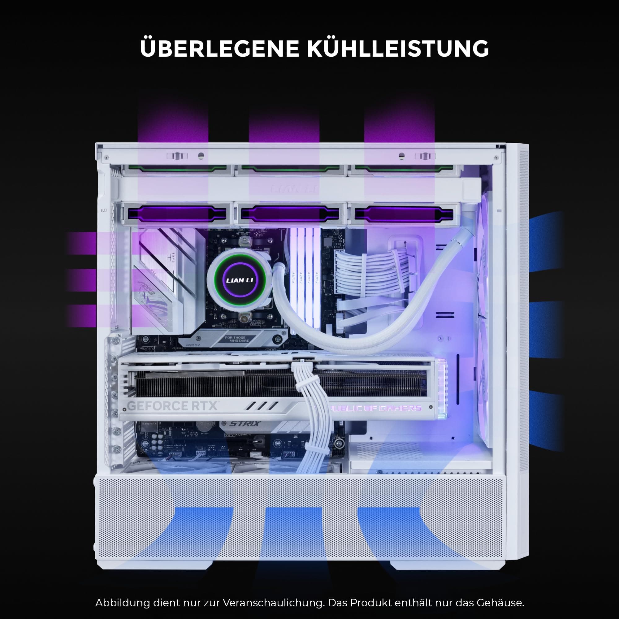 Lian Li LANCOOL 207 Gaming PC Gehäuse ATX Weiß - Midi Tower PC Gehäuse mit RGB-Beleuchtung, Grafikkarten bis 375 mm, bis zu 360 mm Radiator, White Case Stahl, Gehärtetes Glas Bild 5