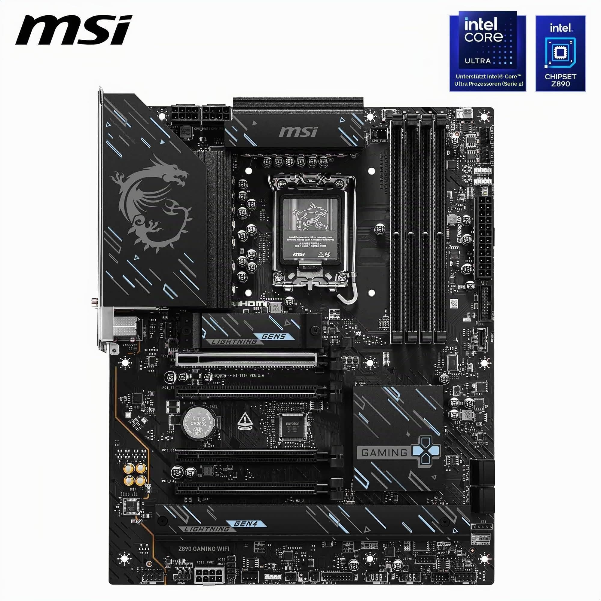 Z890 Gaming WiFi-Mainboard, ATX – Unterstützt Intel Core Ultra-Prozessoren (Series 2), LGA 1851 – DDR5-Memory Boost 8800+ MT/s (übertaktet), 1 x PCIe 5.0 x16, 1 x M.2 Gen5, 2,5-Gbit-LAN, Wi-Fi 7 Bild 3