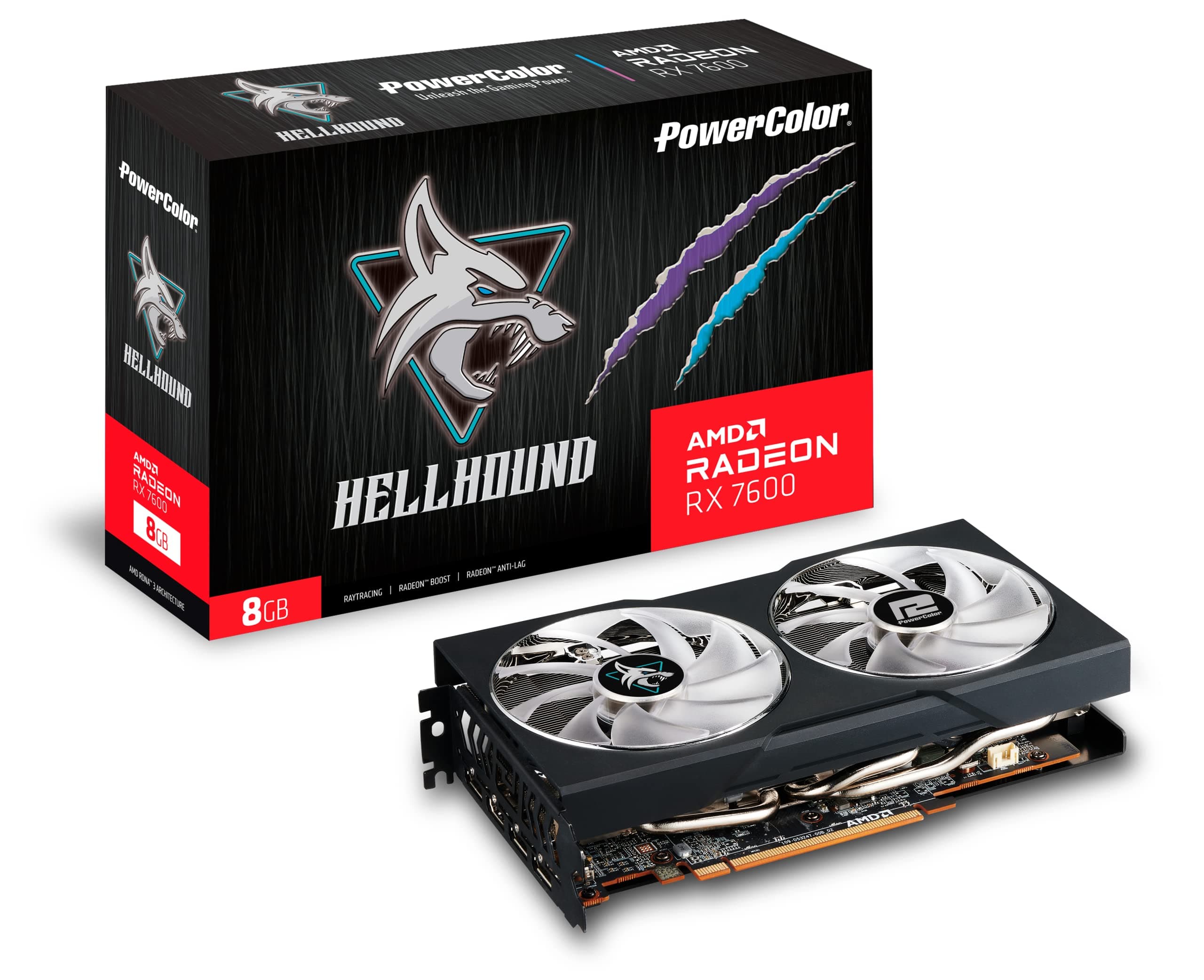 PowerColor Radeon RX 7600 Hellhound OC (8GB GDDR6/PCI Express 4.0/2695MHz/18000MHz)