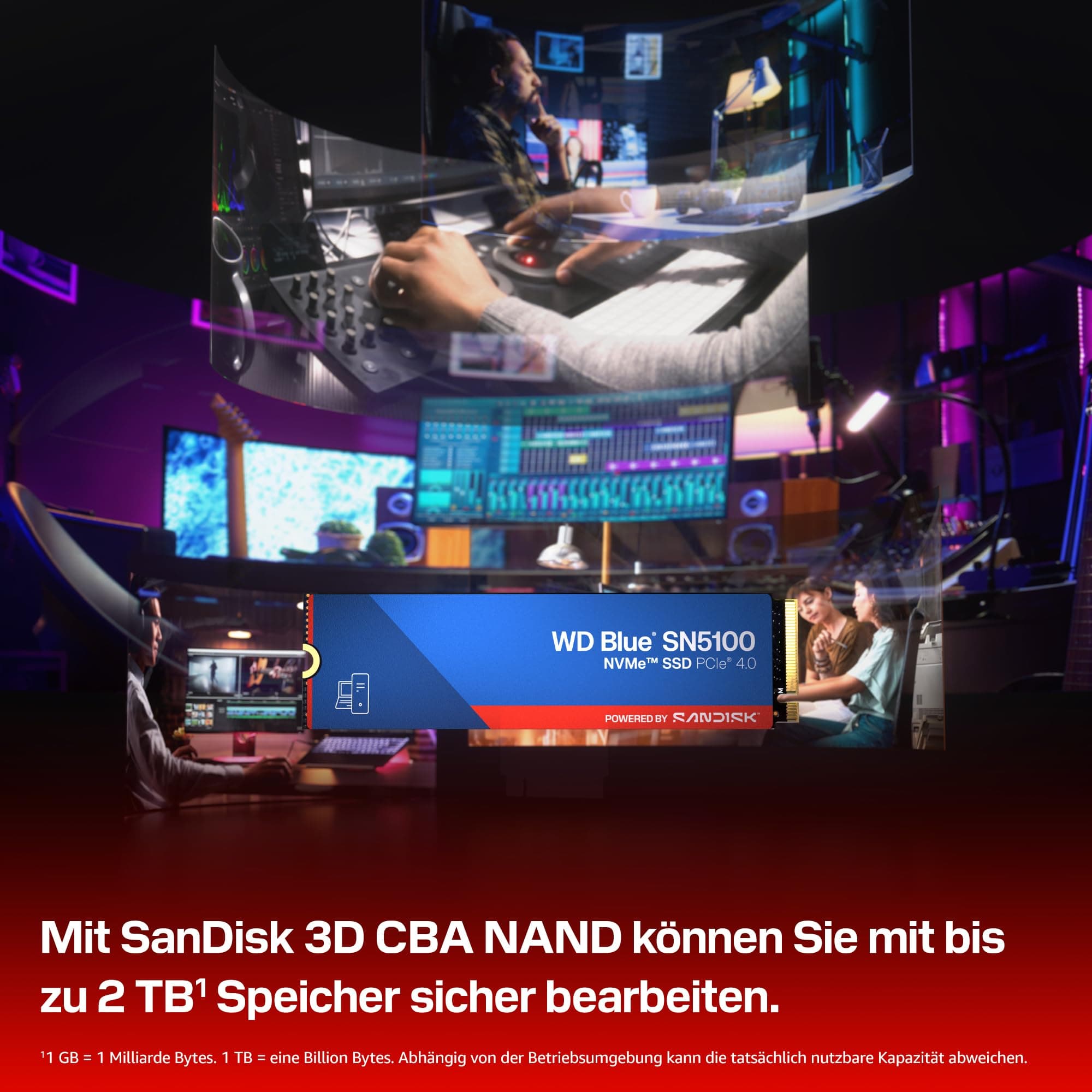 WD Blue SN5100 NVMe SSD 1 TB (7.100 MB/s Lesegeschwindigkeit, M.2 2280, PCIe Gen 4.0, nCache 4.0, SanDisk 3D CBA NAND-Technologie, Acronis True Image) Bild 7