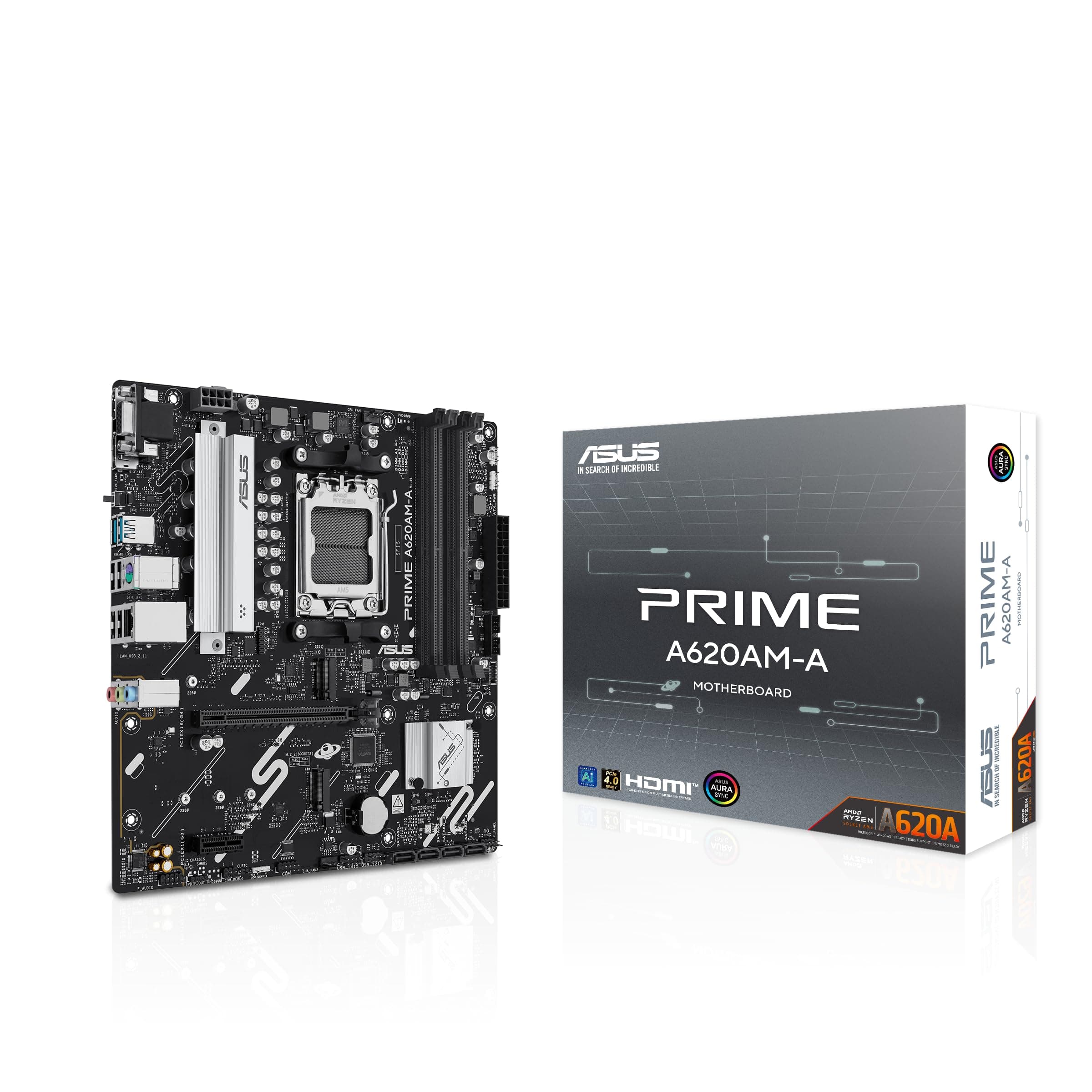 ASUS Prime A620AM-A-CSM Business Mainboard AMD A620 (DDR5, PCIe 4.0 & 4.0 M.2-Unterstützung, Realtek 1-Gb-Ethernet, DisplayPort, HDMI, USB 5 Gbit/s Typ A hinten & vorne, SATA 6 Gbit/s, Aura Sync) Bild 2